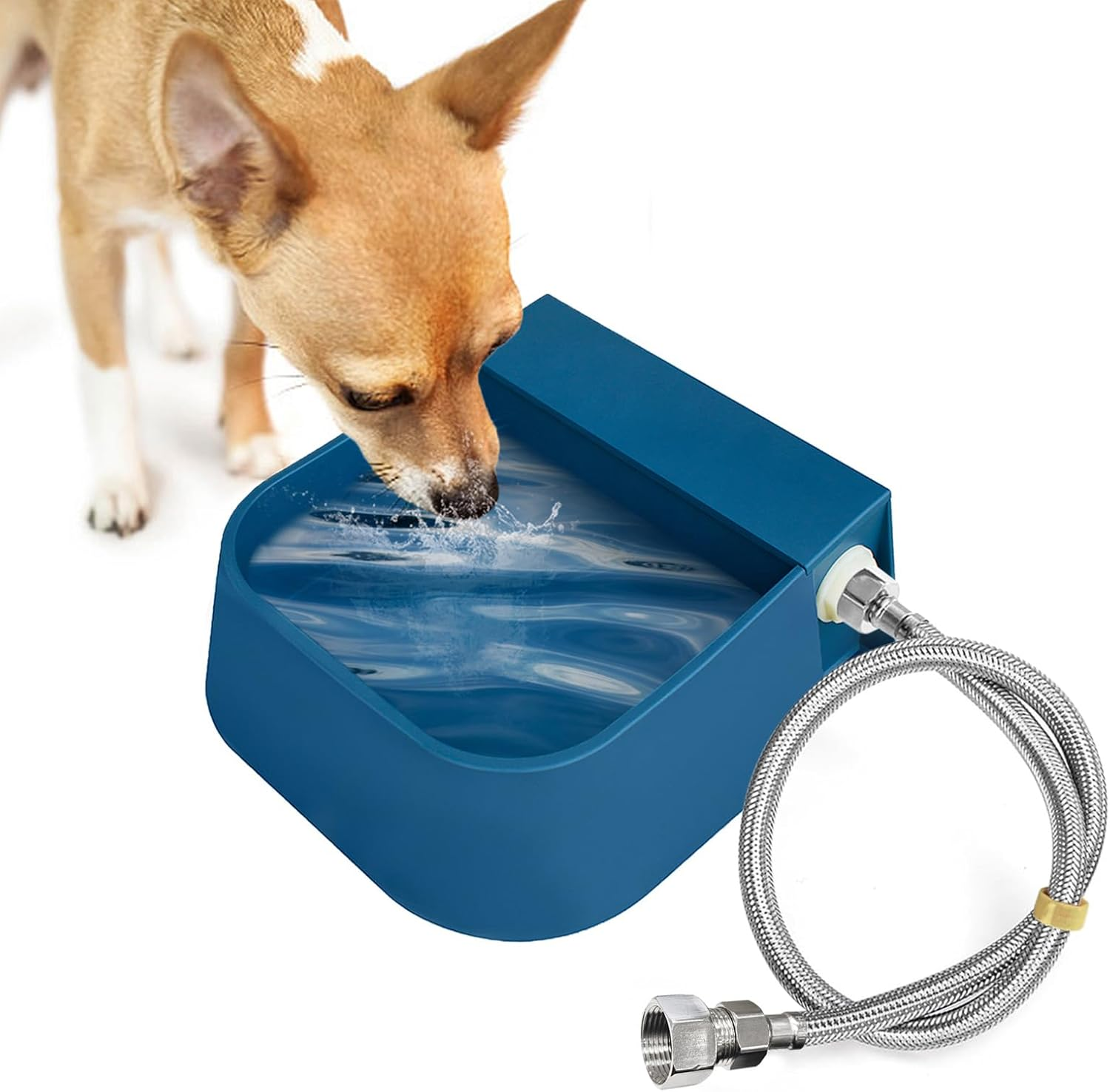 Enjoying Dog Automatic Waterer Bowl 2L Outdoor/Indoor Auto Pet Water Dispenser Float Valve Livestock Waterer for Dog Cat Chicken