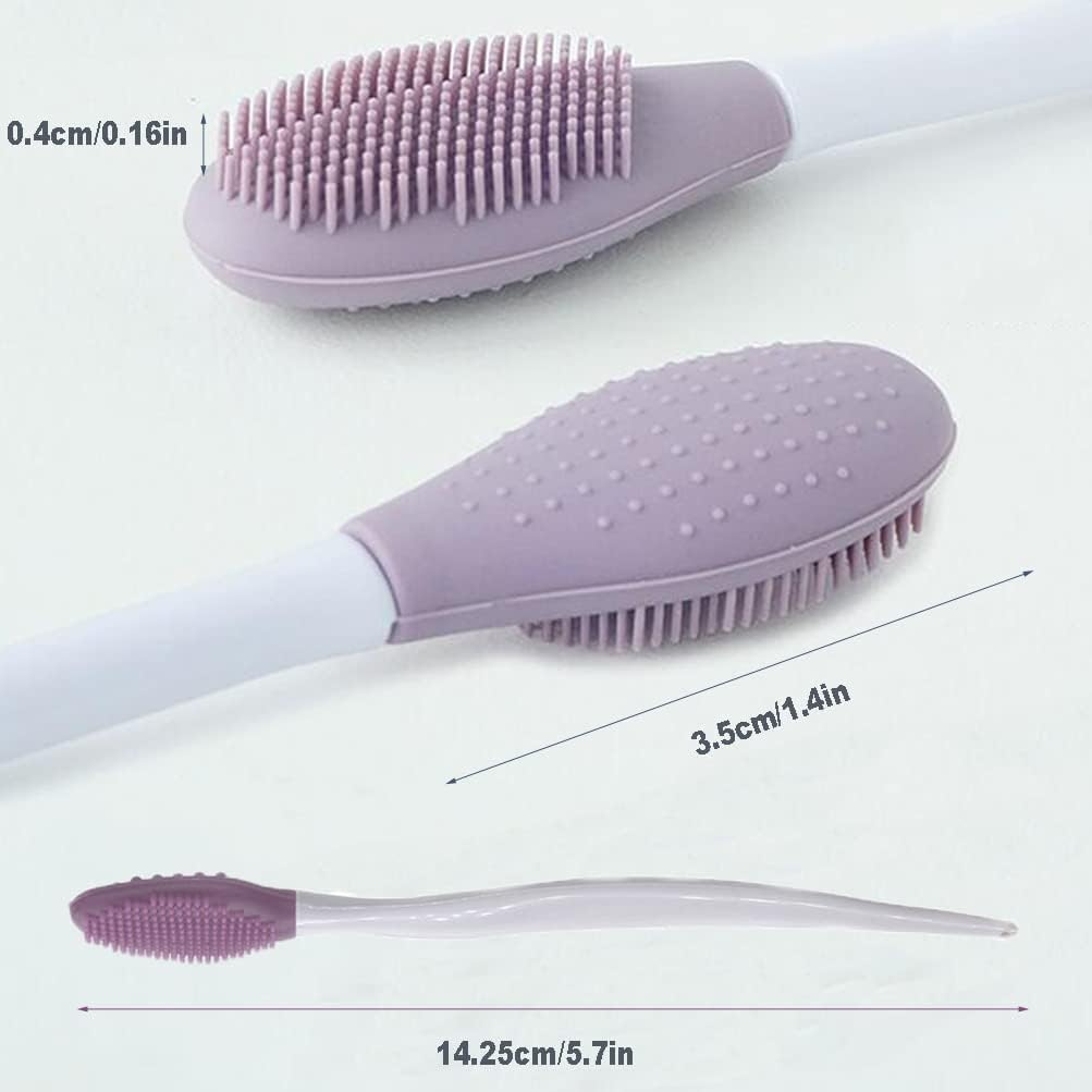 Gingeruper Dog Toothbrush, Silicone Double-Sided Soft Comfort Gentle Toothbrush Set with 5.7 Inch Curved Long Handle for Small Puppies Dogs Cats image number 4