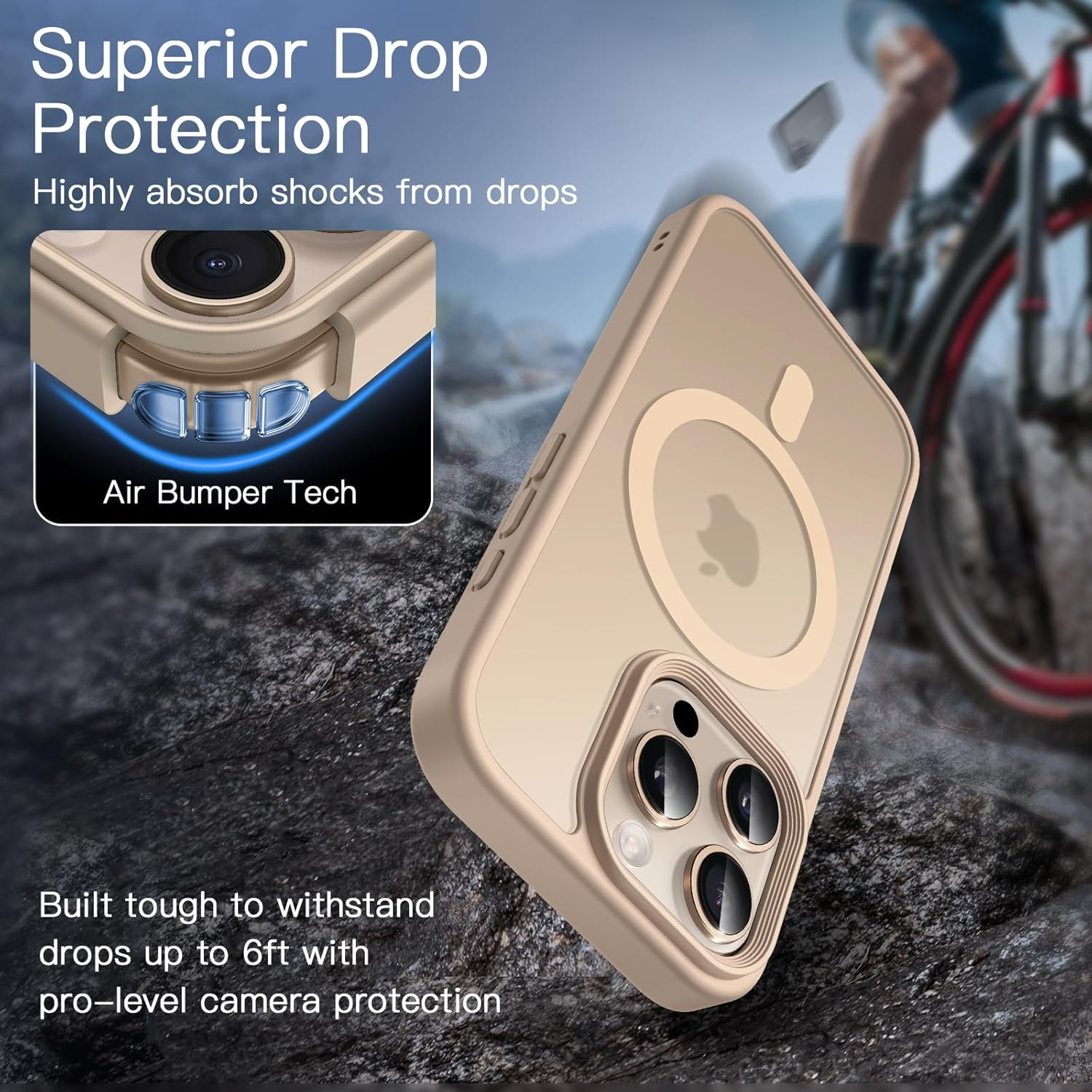 Jetech Magnetic Case for Iphone 16 Pro Max 6.9-Inch with Camera Control Capture Button, Compatible with Magsafe, Translucent Matte Back Slim Shockproof Phone Cover (Desert Titanium) - Desert Titanium image number 5