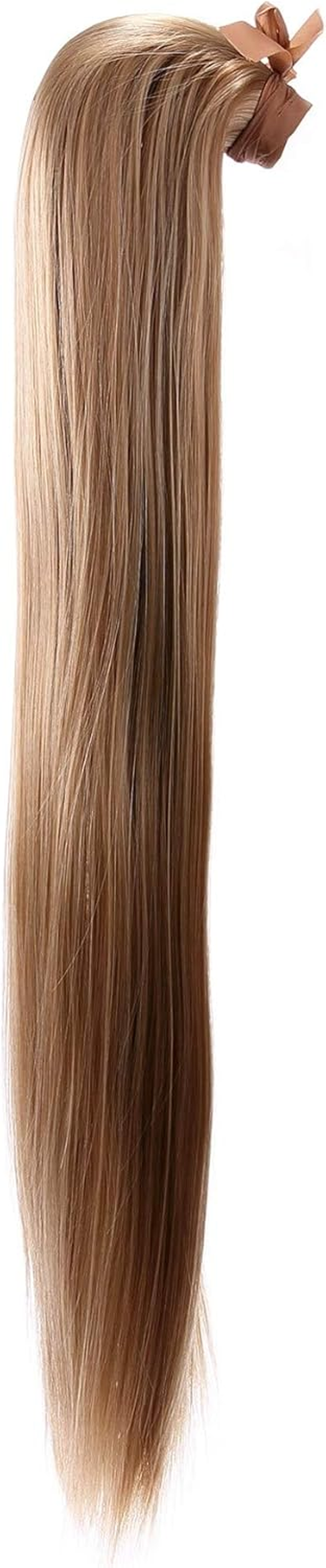 Prettyland 60 Cm Static-Free Long Hair Straight Ponytail One-Piece Clip-In Hairpiece Extensions Orange Copper Red R01