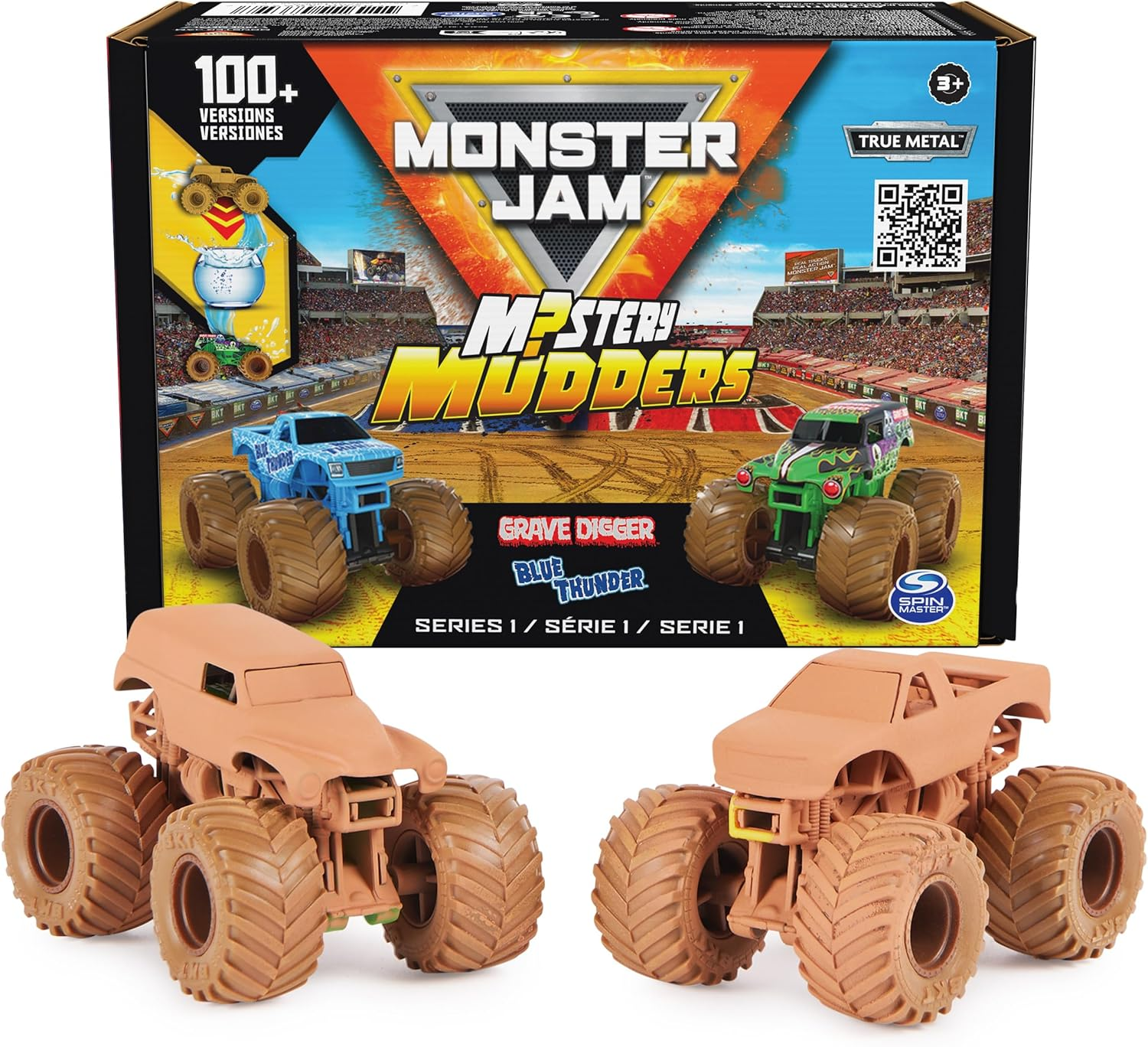 Monster Jam, Mystery Mudders 2-Pack Monster Trucks, Official 1:64 Die-Cast Vehicles, Wash to Reveal (Styles Will Vary), Kids Toys for Boys 3+ image number 3