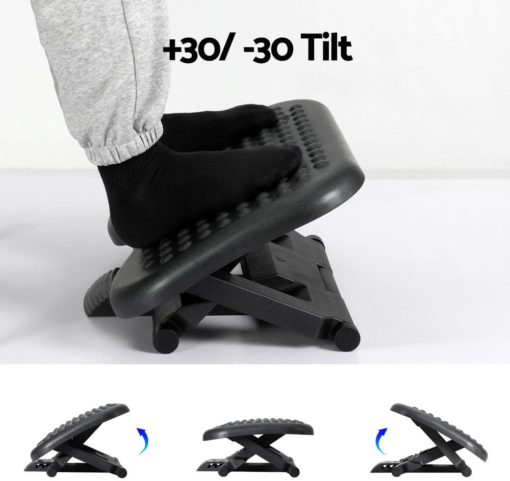 Artiss Foot Rest Stool Office under Desk Angle Adjustable Footrest Massage Black image number 4