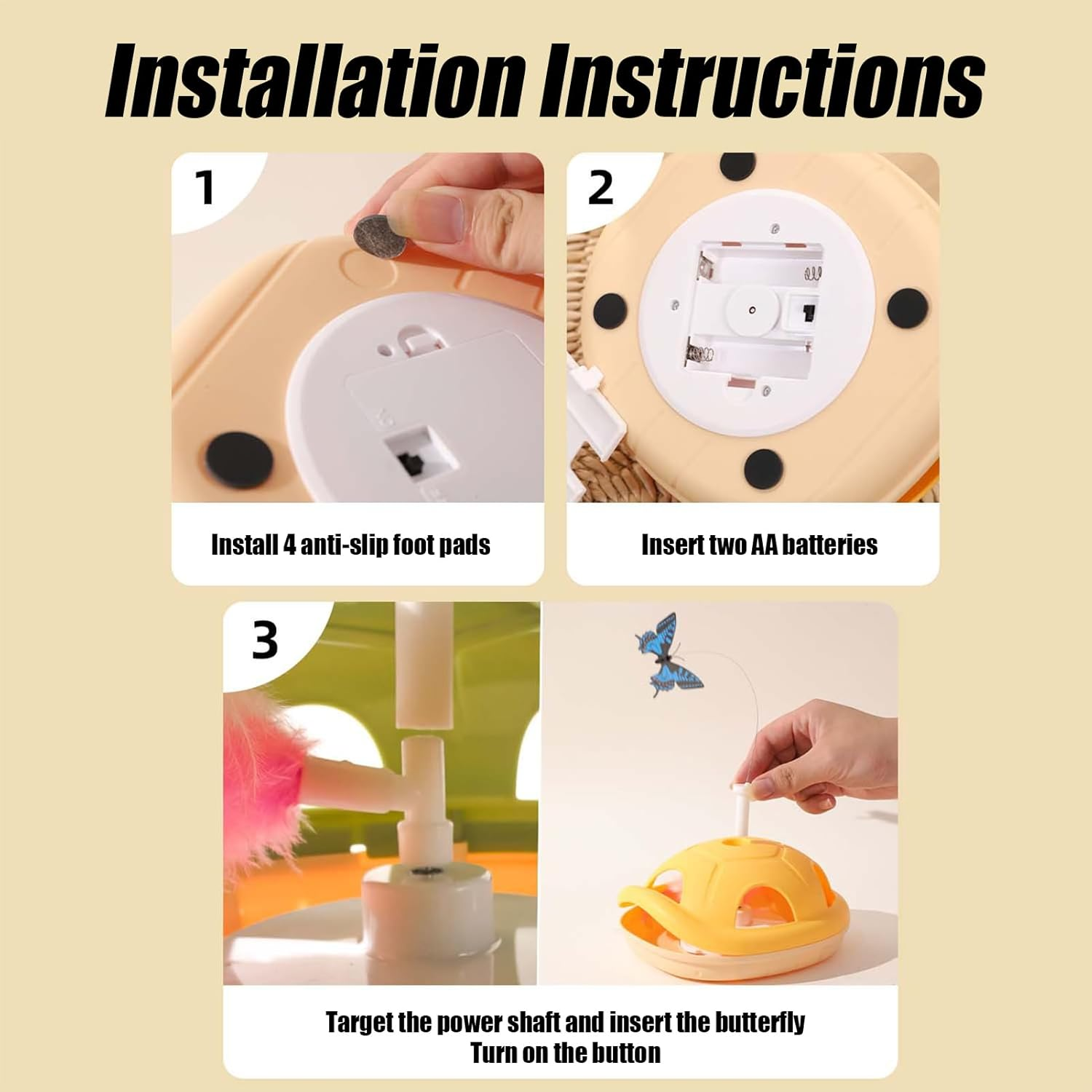 Cat Toy Wand - Automatic Cat Toys | Self-Moving Pet Teaser Wand with Butterfly for Boredom Exercise Kitten Development Entertainment Hunting Simulation image number 2