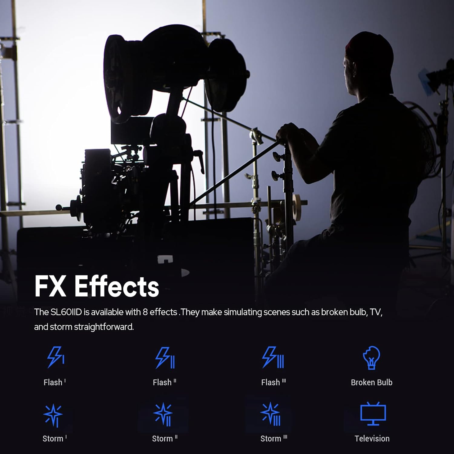 Godox SL60IID 70W COB LED Video Light Daylight, 5600K, 8 FX Effects, 2.4G Wireless, APP Control, Stronger Output, More Slient, Bowens Mount Led Continuous Video Light for Video Recording, Photography image number 5