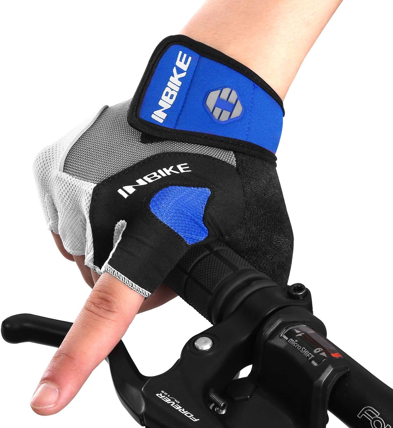 INBIKE 5Mm Gel Pad Half Finger Bike Bicycle Cycling Gloves Blue Medium image number 2