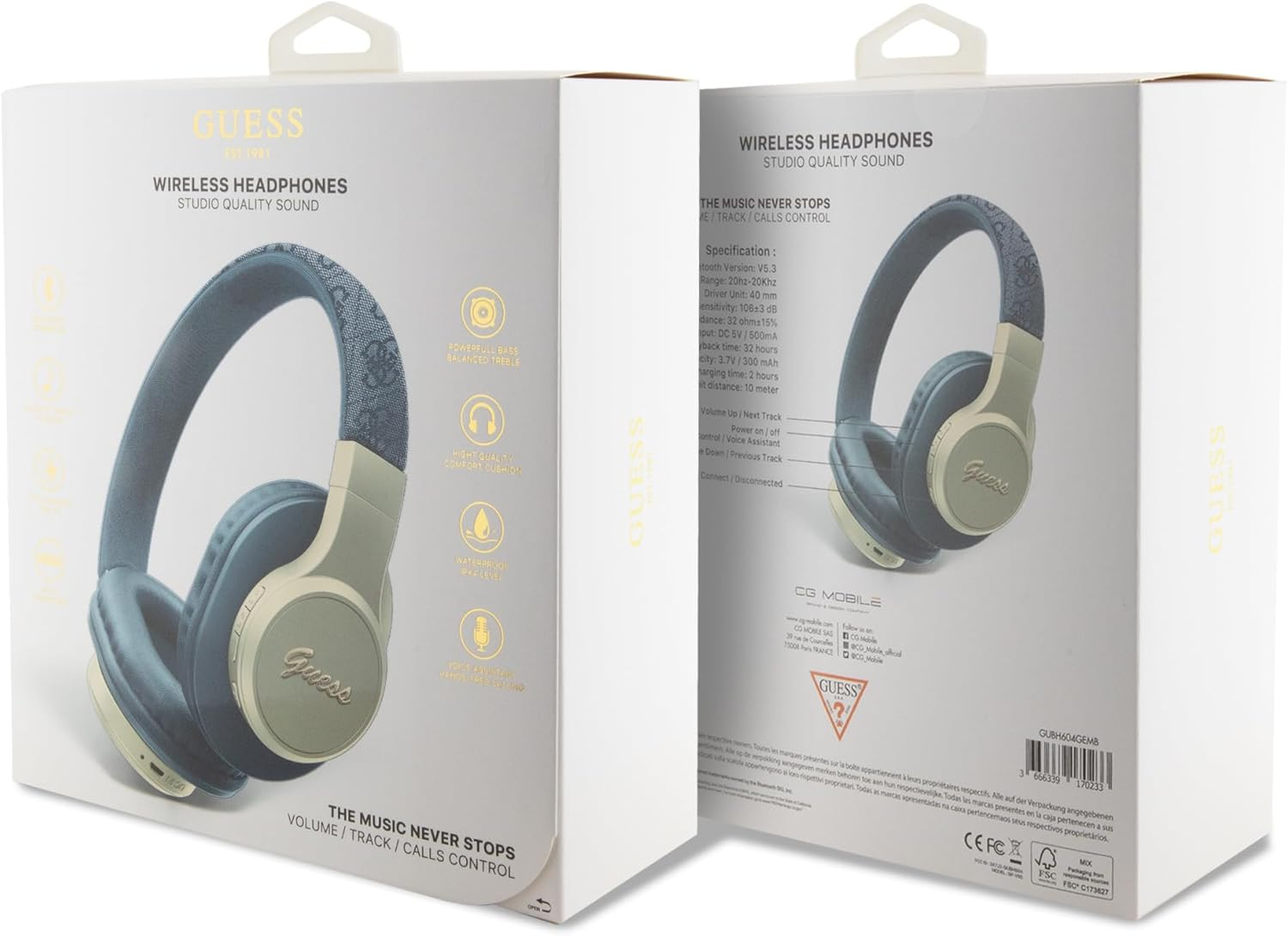 Guess Bluetooth Headphones GUBH604GEMB Blue 4G Script image number 3
