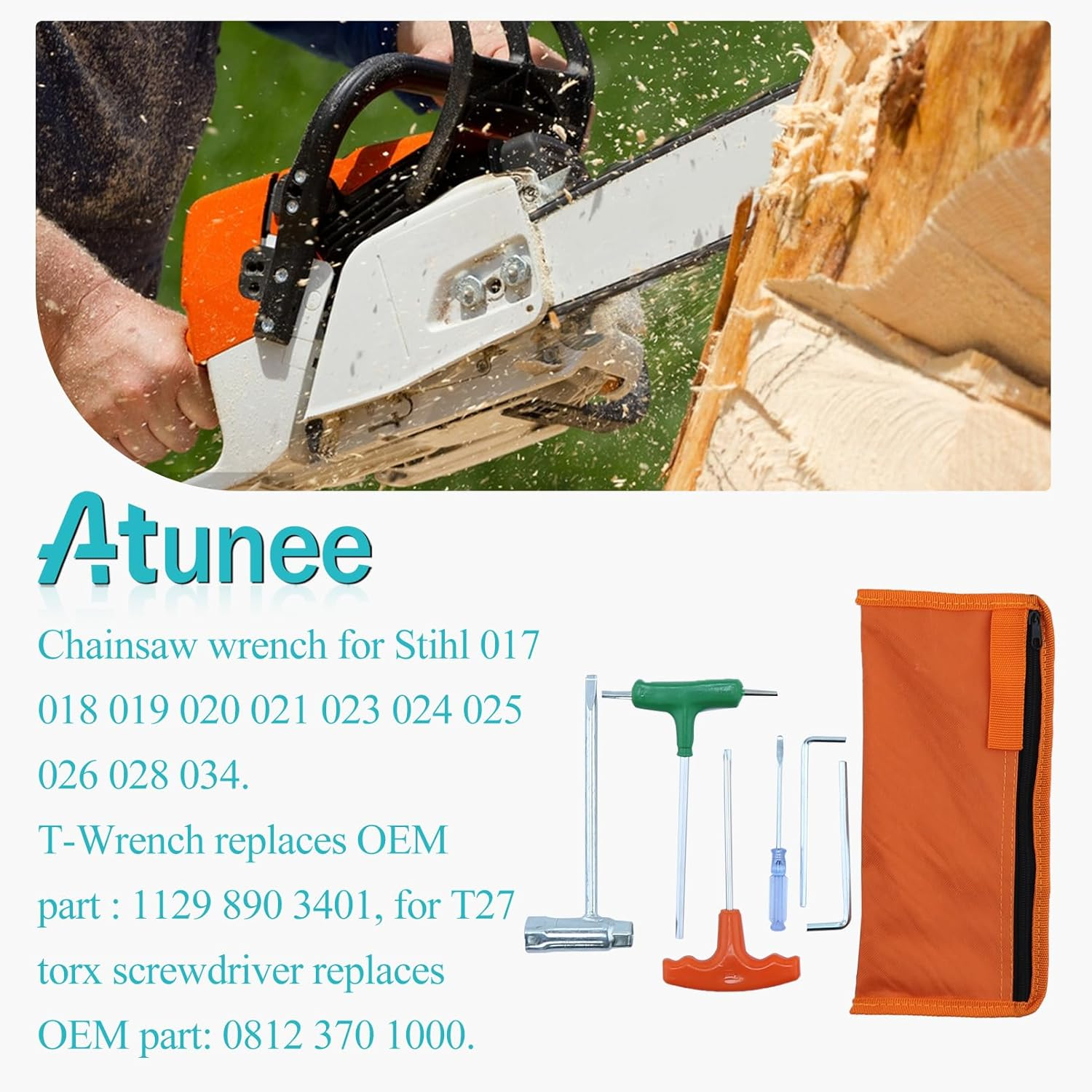 Atunee Chainsaw T Wrench 19Mm X 13Mm and T-Handle T27 Torx Screwdriver Kit for Husqvarna Stihl