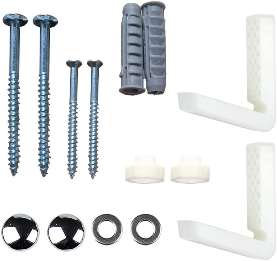 Veebath Essentials Angled Floor WC Toilet Pan/Bidet Fixing Bolts, Repair Bracket and Screws Bathroom Fitting Kit image number 4