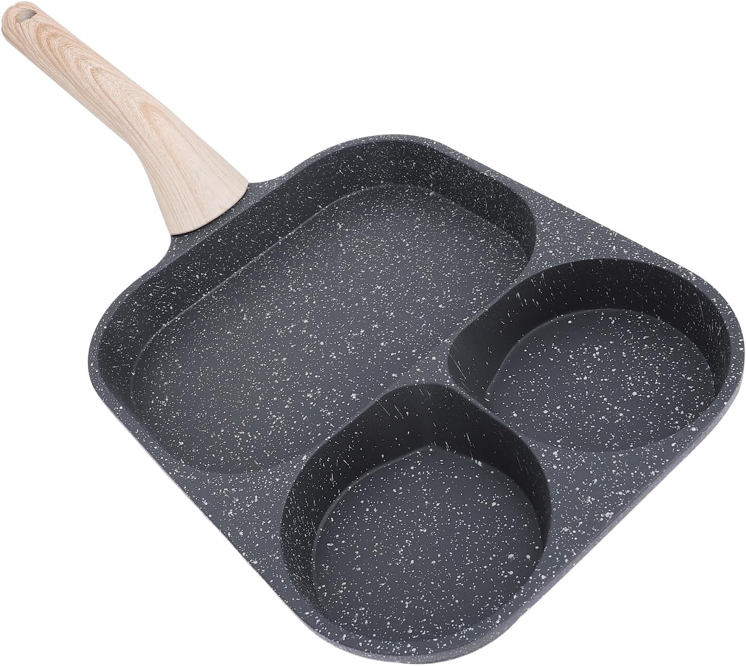 Egg Pan, Egg Frying Pan, Nonstick Fried Egg Pan, Divided Stove Top Grill Pan, 3 Section Breakfast Pan with Divider, Pancake Pan and Egg Cooker for Steak Omelette (Single Bottom)