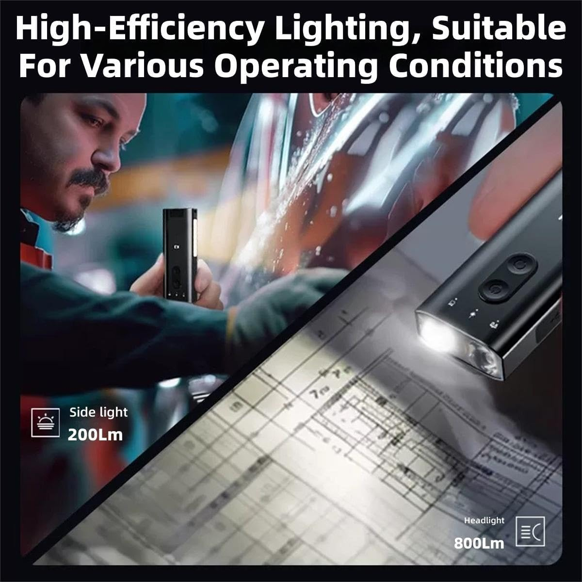 Ultramulti Flashlight Tool, Mini Keychain Flashlight 800 Lumens with Red & RGB, Magnetic Base Hat Clip, Instant Igniter, IP68 Waterproof, for Camping Hiking Dog Walking & Emergencies (Black) image number 4