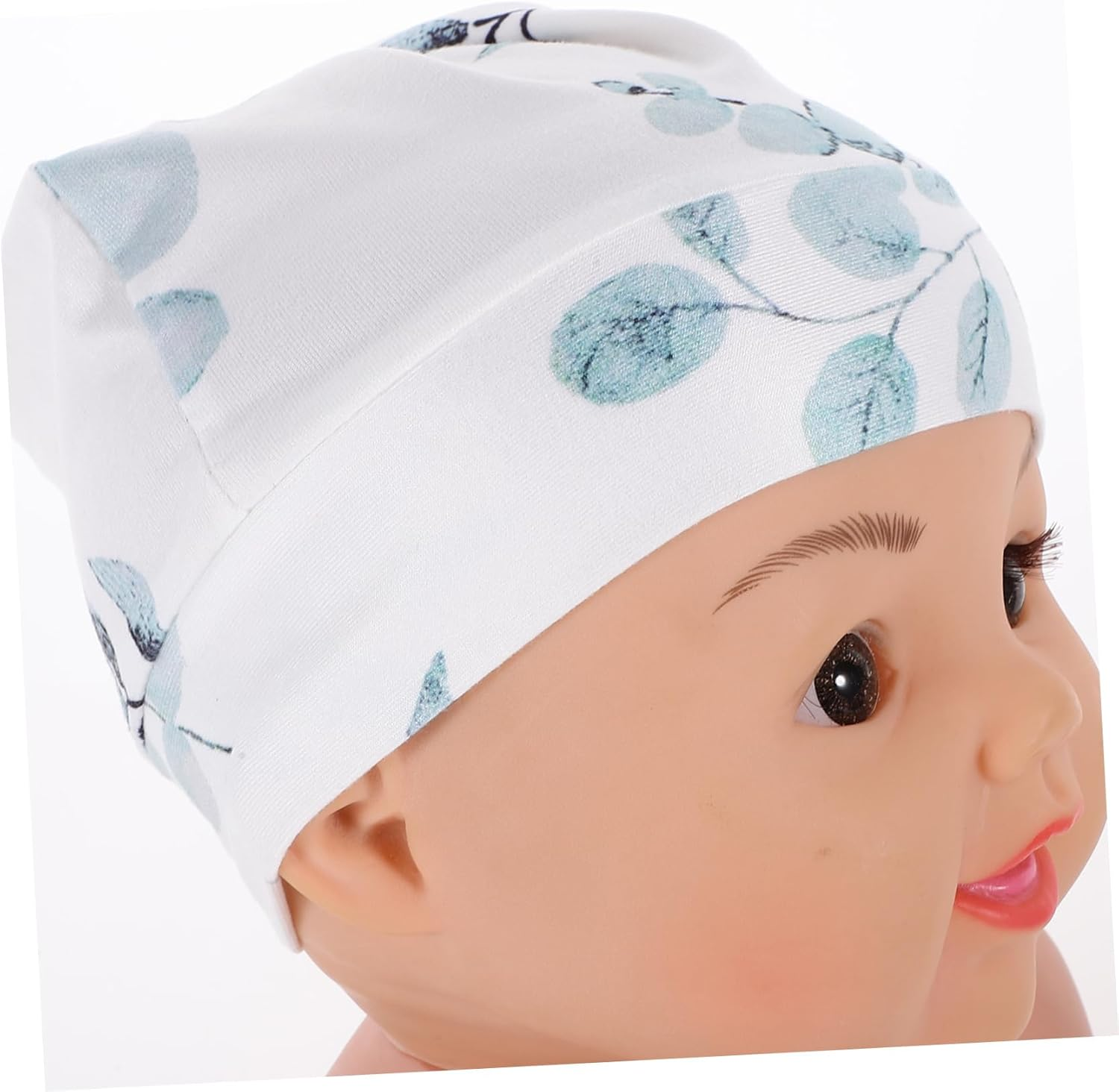 Newborn Swaddle Blanket with Hat Headband Soft Polyester Boy Girl Receiving Blanket with Name Sign Eucalyptus Leaves Design for Photography And image number 6