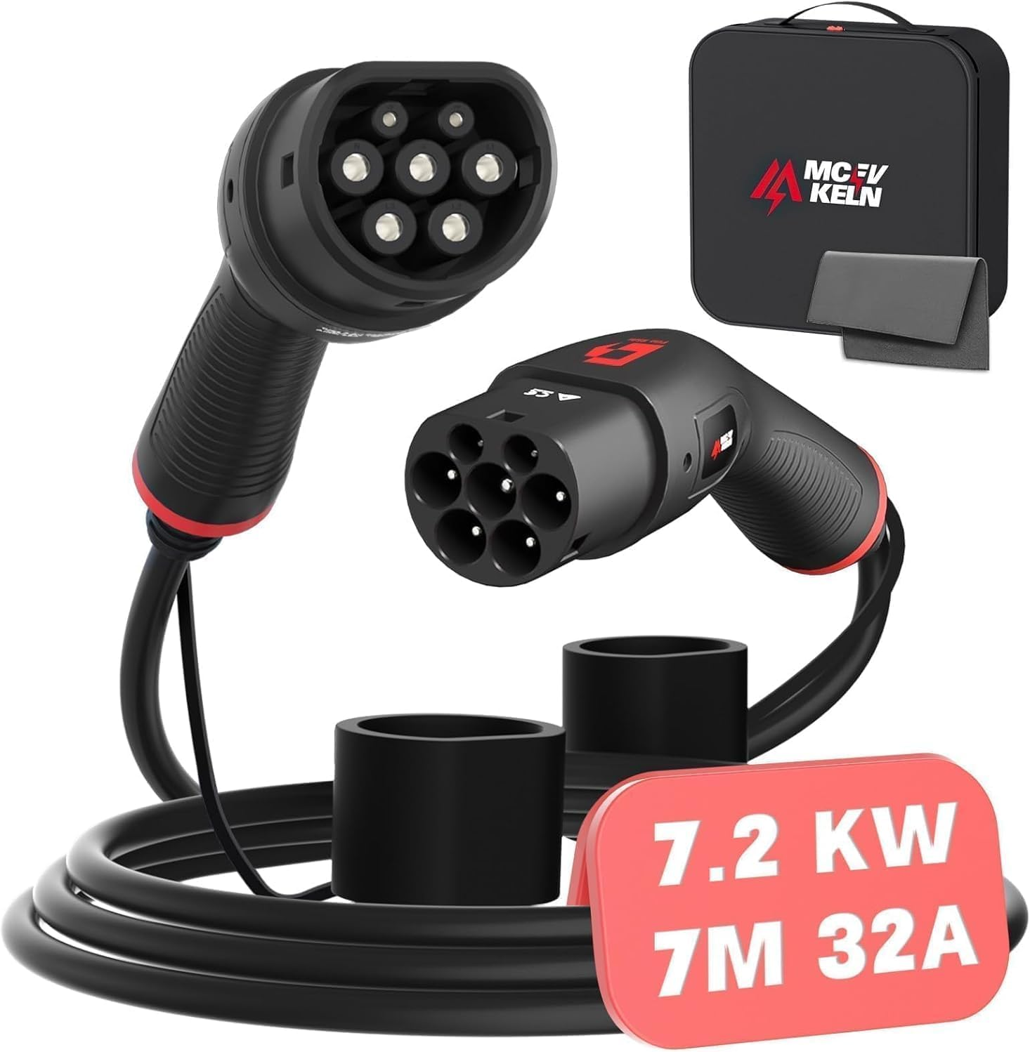 MCEVKELN Type 2 to Type 2 EV Charging Cable 7Kw 7M - Electric Vehicle Charger| 1 Phase | 32A | 7M TPU Cable Compatible with Tesla/Byd/Bmw/Mg/Kia image number 1