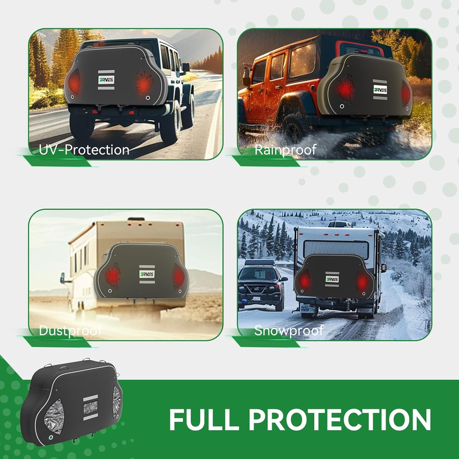 RVINGPRO Bike Cover for Transport on Rack - Bike Cover for 1 Bike on Rear Bike Rack, 600D Oxford Bicycle Cover Waterproof Outdoor Storage or Transportation for RV/ SUVS, with 2 Bungee Cords (L) image number 4