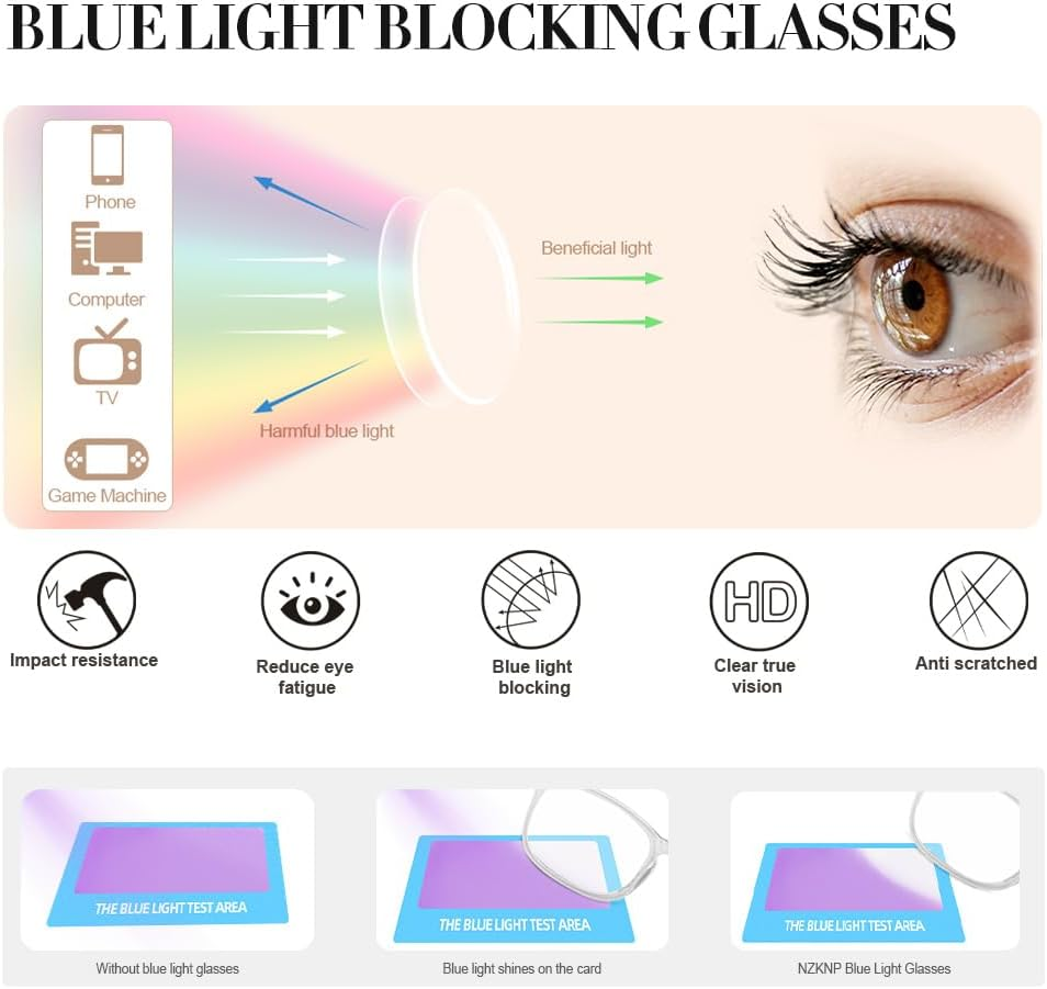 NZKNP Blue Light Glasses for Woman,Blue Light Glasses,Blue Light Glasses Men,Bluelight Glasses Womens,Fake Glasses