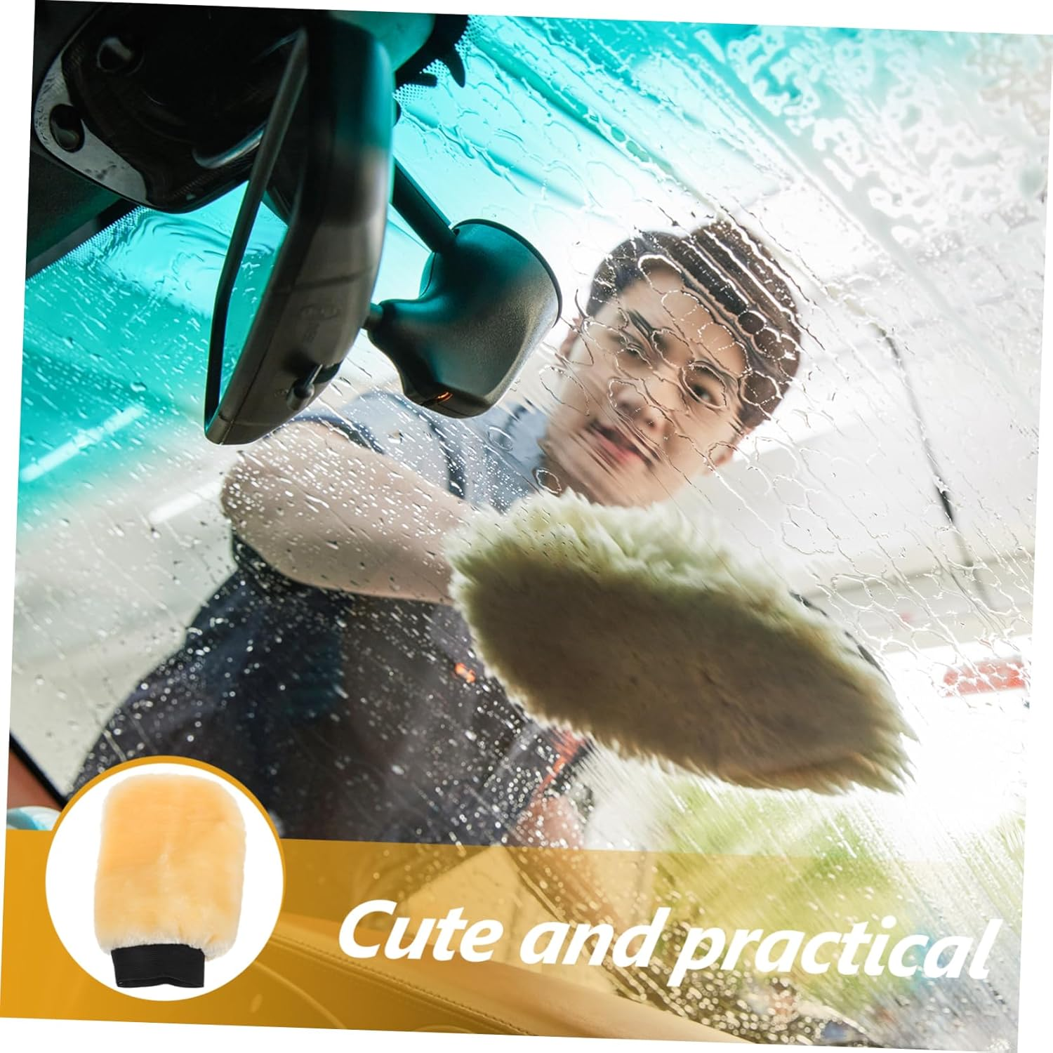 Cabilock Plush Car Wash Gloves Double-Sided Vehicle Washing Mitt Soft Microfiber Car Cleaning Mitt Suitable for Automotive Exterior Care image number 5