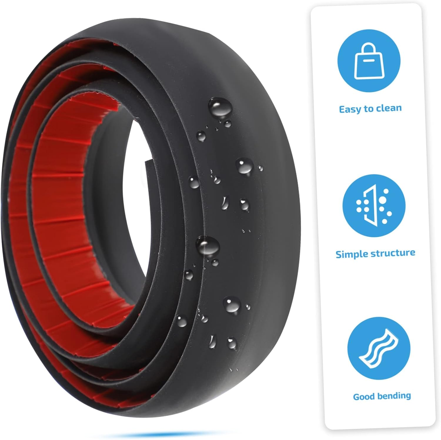 TEHAUX Floor Transition Strip - Self Adhesive Carpet Flooring Strip Edging Trim Black 5Mm for Doorways Door Threshold