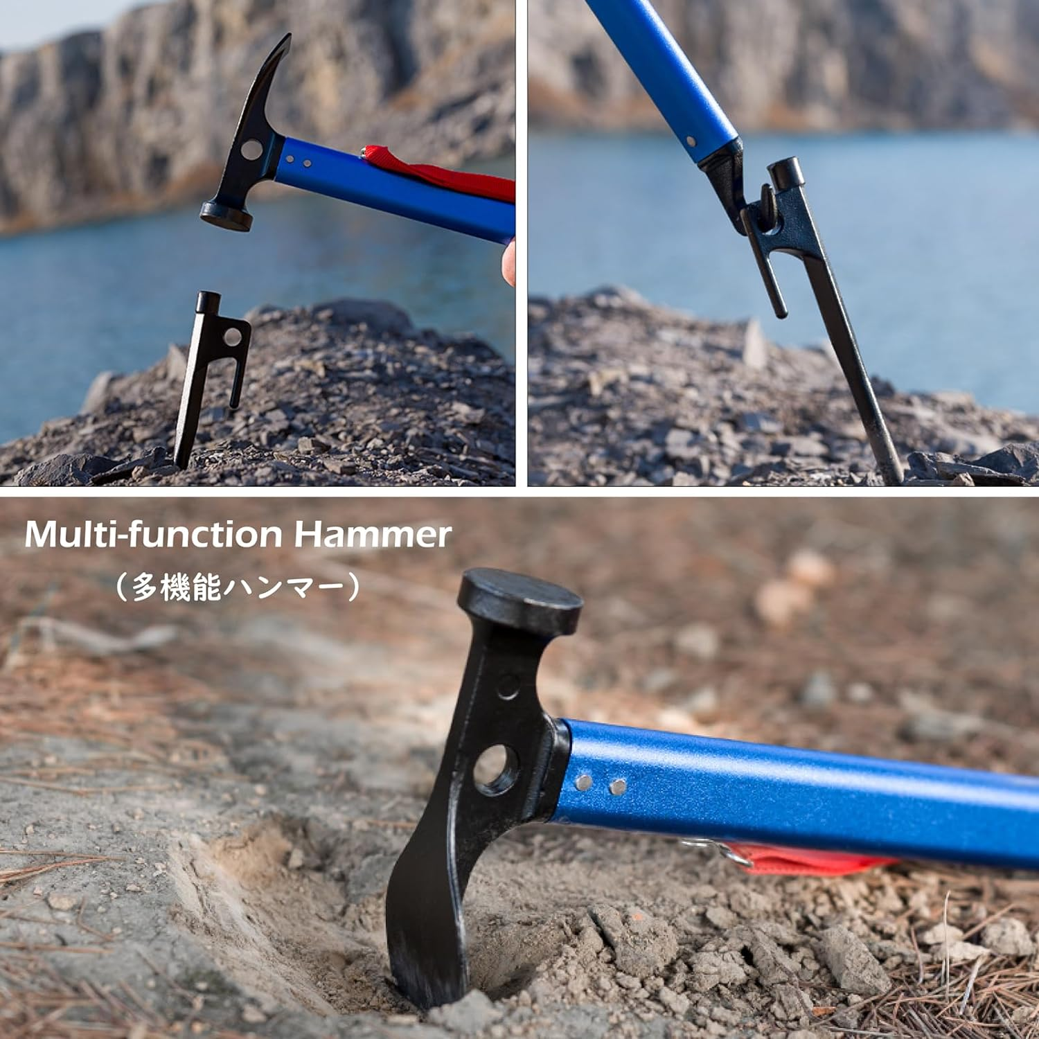 TRIWONDER Camping Mallet Tent Peg Puller Multi-Function Hammer Aluminum High Carbon Steel Hammer with Tent Peg Remover for Outdoor Camping Picnic - 01 Black image number 5