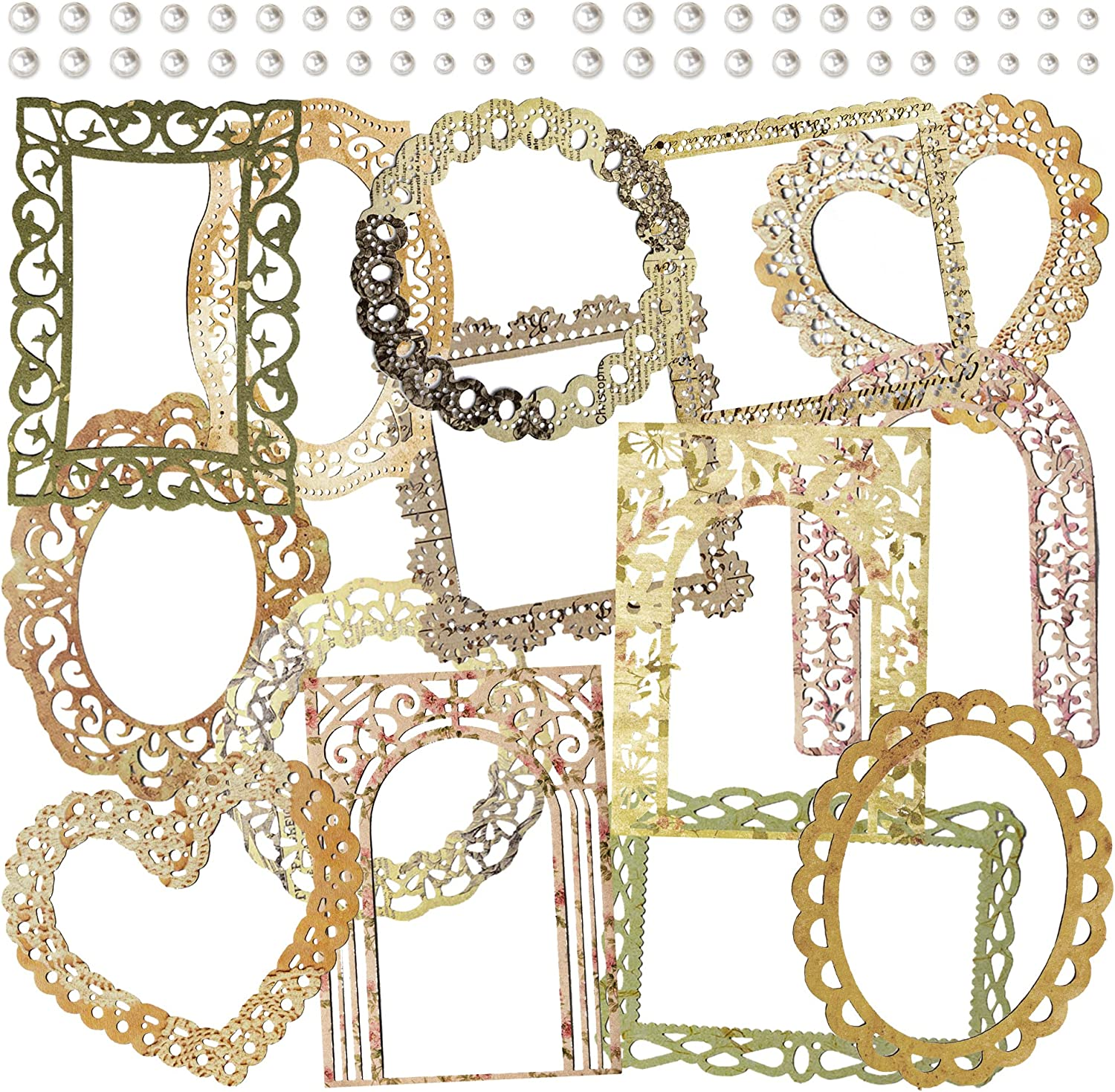 6 Packs Paper Lace Cutouts Vintage Lace Paper Frame Decorative Paper Die-Cut Paper Border with Pattern Printed Paper Lace Doily for Scrapbooking Journaling Card Making Crafts (Dream) image number 2