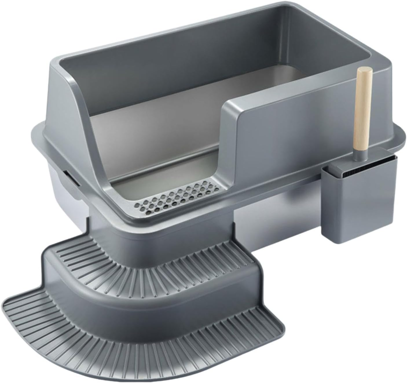 STARTIST Stainless Steel Cat Litter Box Cat Litter Tray with Step for Big Cats Easy to Clean Cats Litter Basin Lowered Front Cat Toilet image number 1