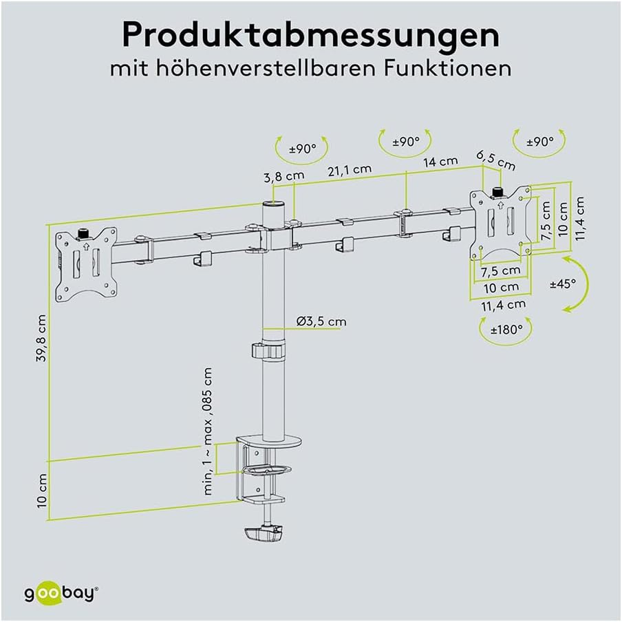 Goobay Dual Monitor Mount Flex, 43-81 Cm