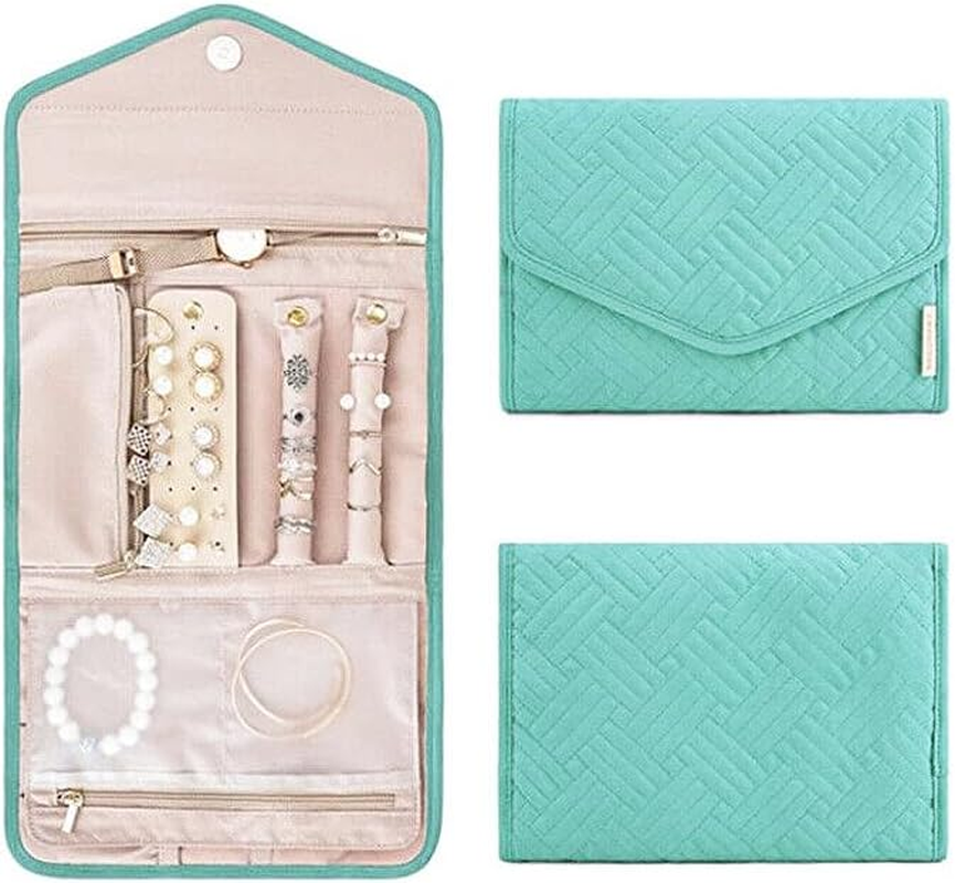 Travel Jewellery Roll -Jewellery Travel Pouch Portable Case Box Organiser, Durable Nylon-Polyester Material, 9X5.9 in Closed, 17.7X5.9 in Open