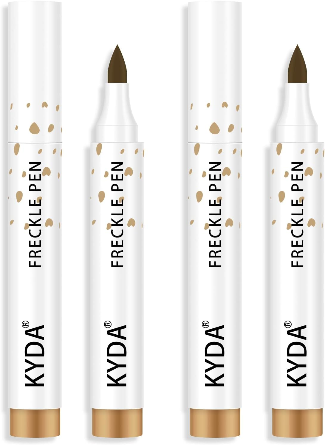 KYDA 2 Pcs Freckle Makeup Pen, Natural Lifelike Freckle Makeup Pen Magic Freckle Color, Waterproof Longlasting Soft Dot Sopt Pen, for Natural Effortless Sunkissed Makeup-Dark Brown