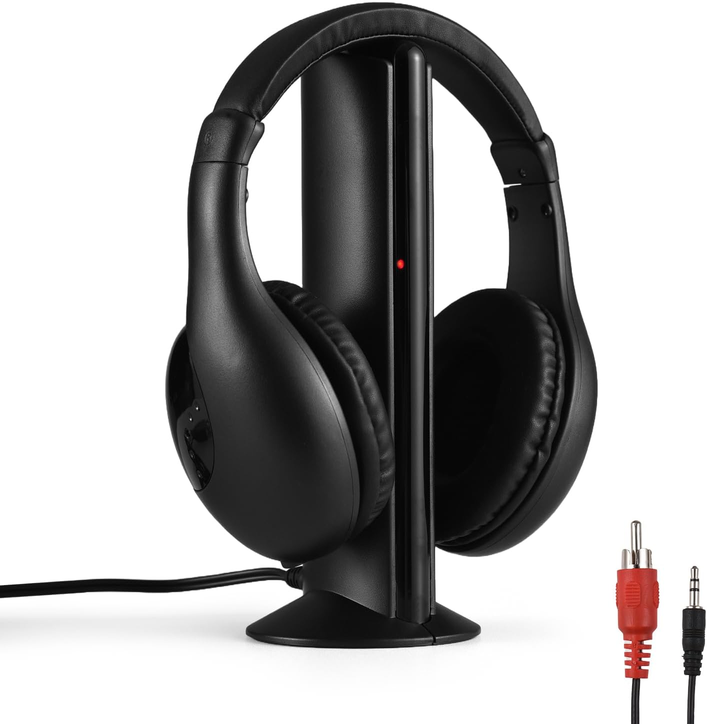 Wireless Headphones, for TV Watching with Transmitter and Decoder 5 in 1 TV over Ear Headset 98Ft Wireless Range FM Radios Monitoring Wired Headphones Transmitter with Fibe image number 5