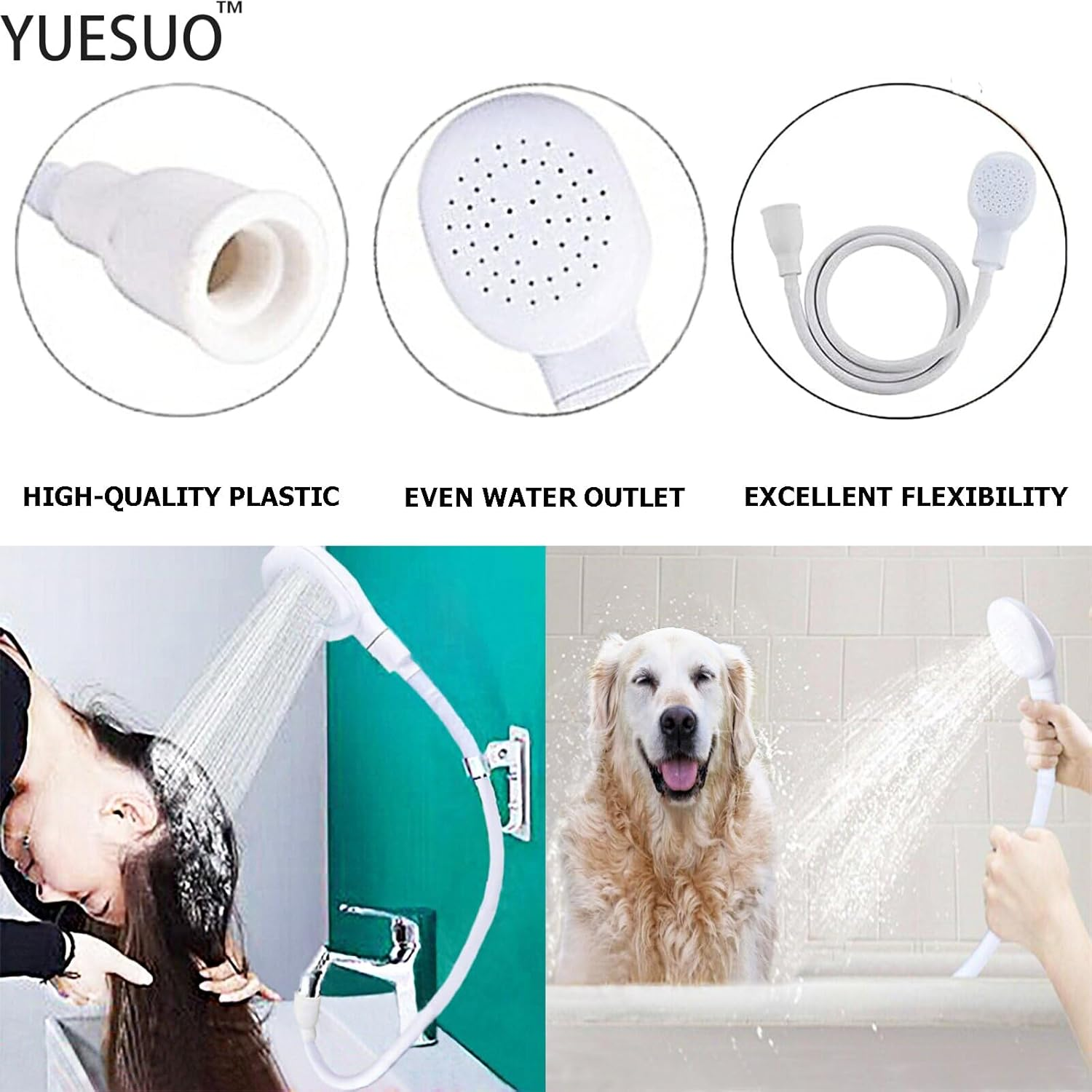 Belt Clip Badge Holder,Portable Rubber Hose Nozzle, Pet Shower Head Single Tap Shower Spray Hose, Shampoo Sprayer Quick Contact Nozzle Handheld Showerhead, Handheld Showerhead image number 4