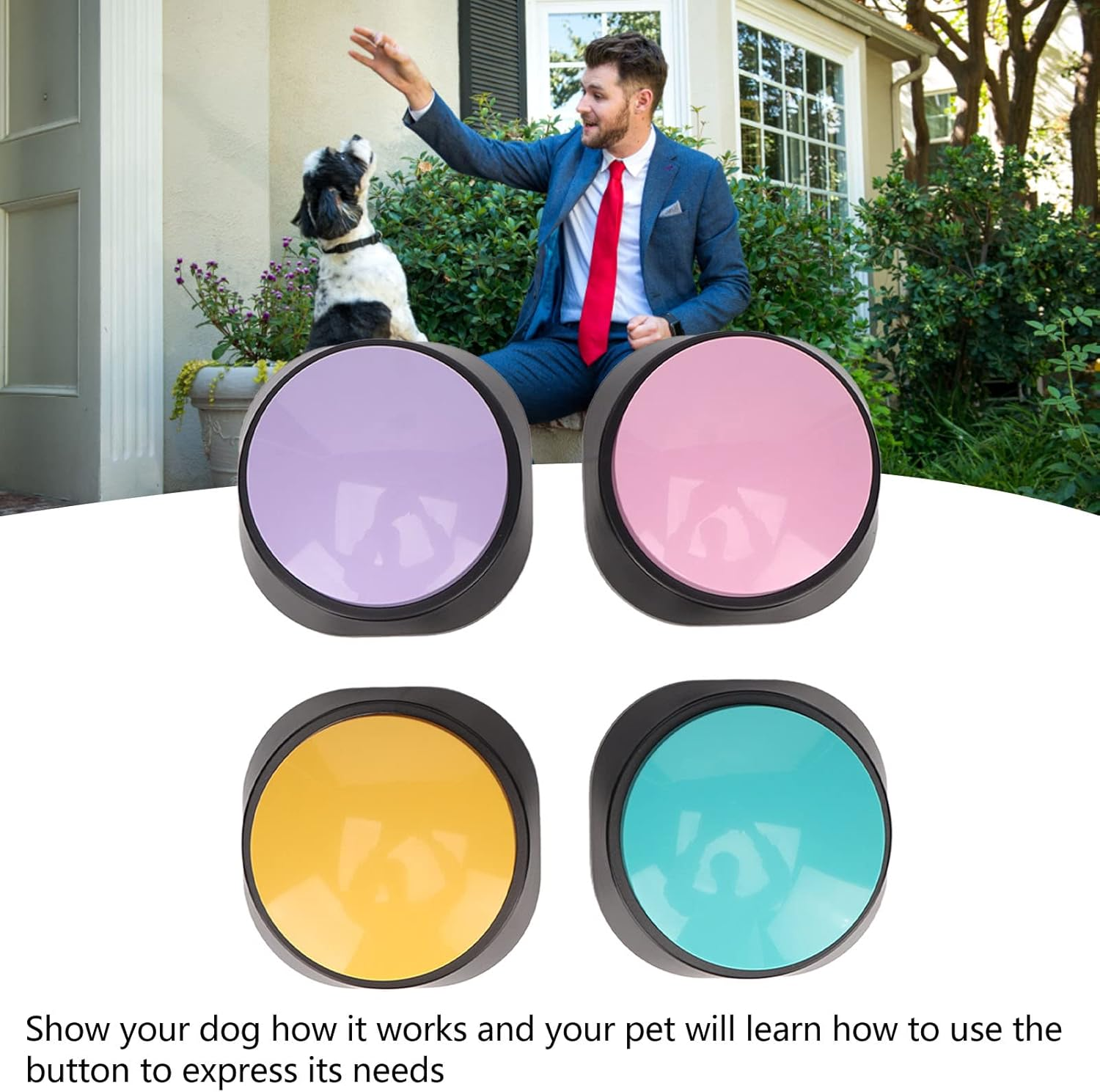 Yunir Dog Keys, 4 Pack 30 Seconds Clear Sound Voice Recording Button for Pet Training for Cat Dog Training Study Office Home