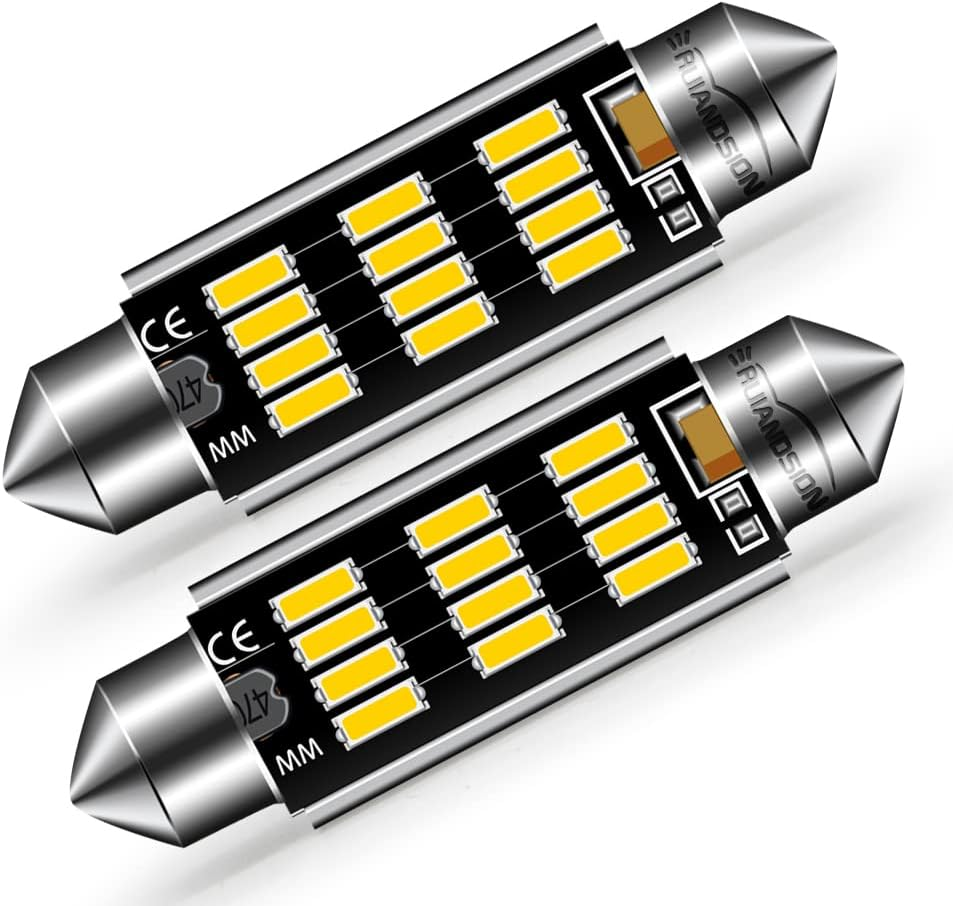 Ruiandsion 44Mm LED Dome Lights 10-30V Extremely Bright 211-2 212-2 561 562 LED Festoon Light Bulbs Canbus Error Free Replacement for Cars Trucks Interior Map Dome Lights, Warm White (Pack of 2) image number 2