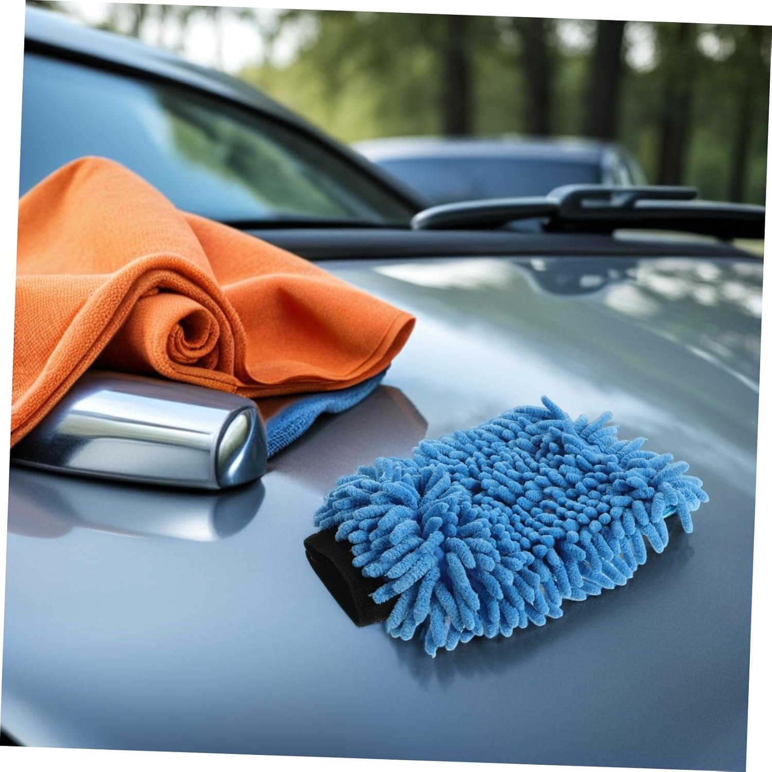 4Pcs Car Chenille Mitts Soft Microfiber Wash Gloves Highly Absorbent Car Washing Sponge Cloths with Thick Sponge Ergonomic Fit for Automotive Trucks Boats Cleaning image number 1