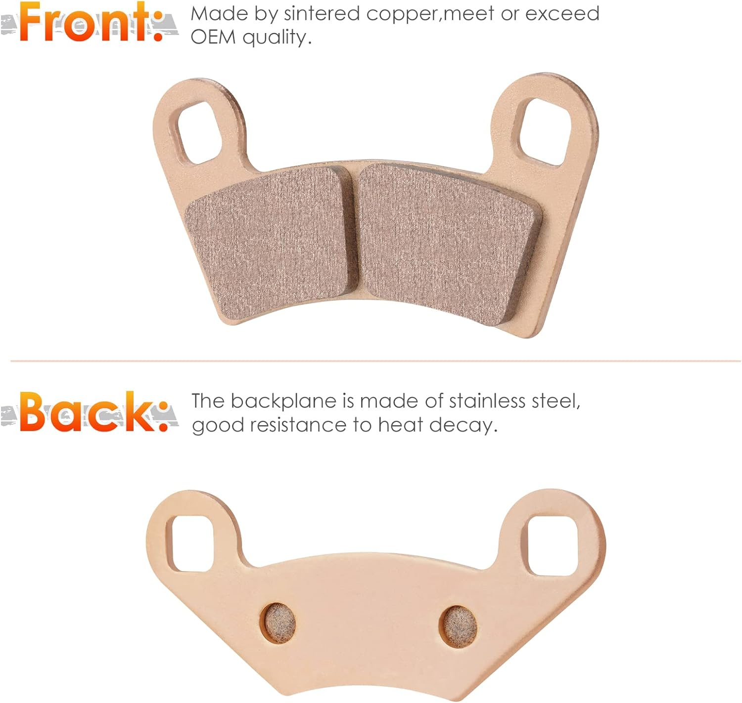 Front & Rear Sintered Brake Pads Set for 2020-2022 Polaris RZR Trail S 1000/900/S 900, 2015-2019 RZR S 900 EPS, 2016-2019 RZR S, 4 Sets Front and Rear Brake Pads image number 5