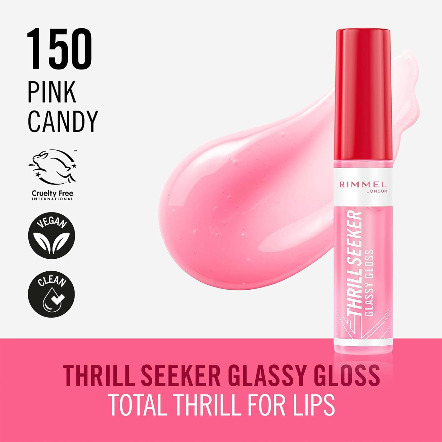 Rimmel Thrill Seeker Glassy Gloss #150 Pink Candy (Pack of 2) image number 3