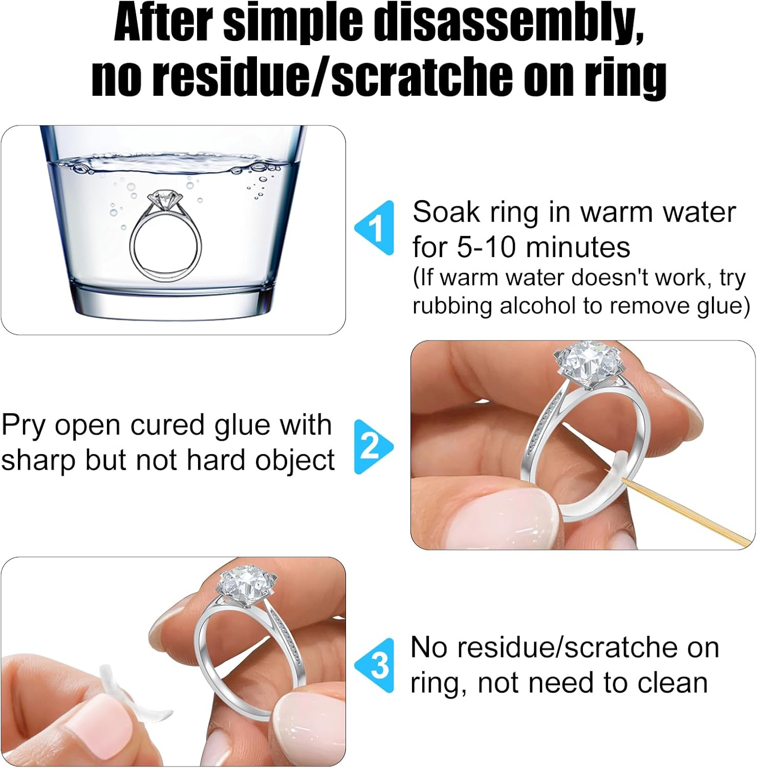 Hifan Ring Size Adjuster for Any Loose Rings, Ring Guard Tightener Invisible Curable Adhesive with UV LED Lamp, Easy to Disassemble Traceless Ring Resizer Glue image number 3