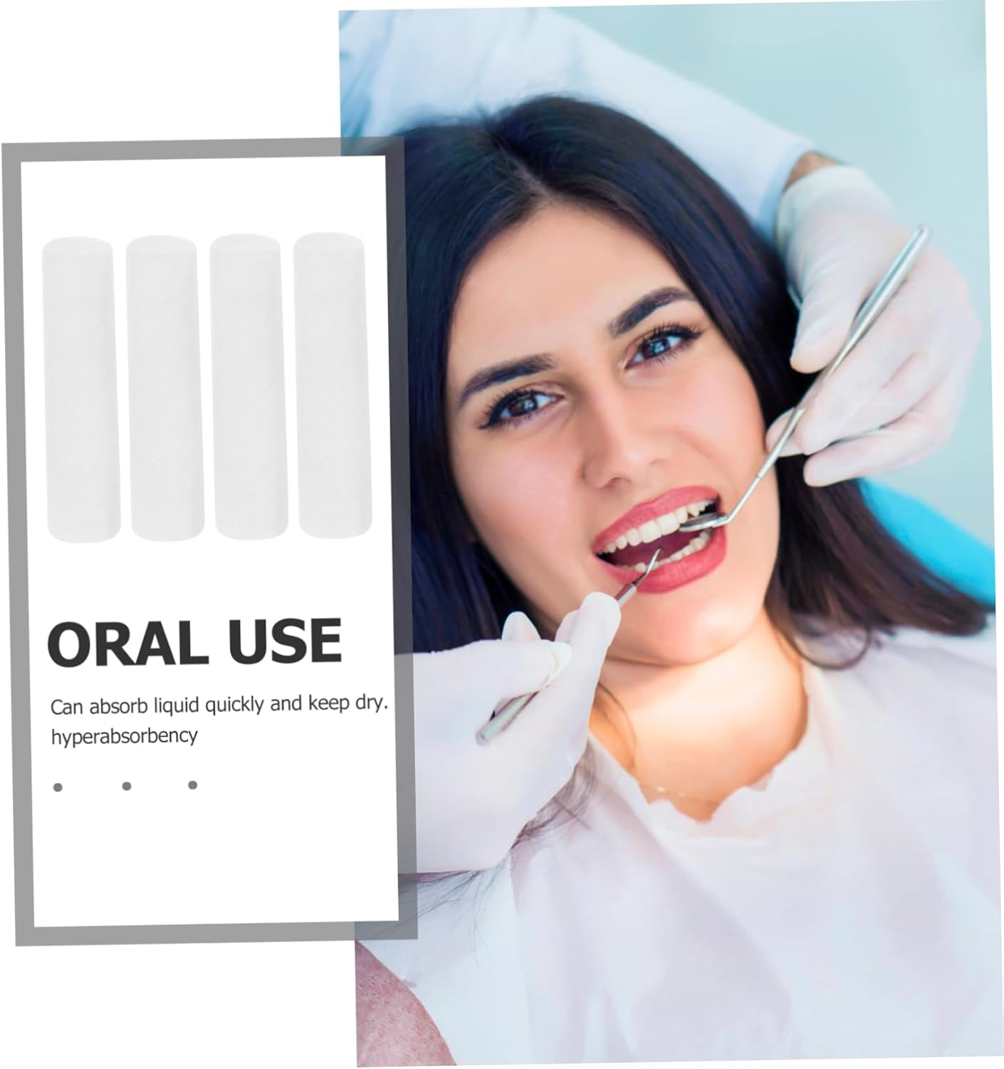 Didiseaon 50Pcs High Absorbent Cotton Rolls for Dental Use Medium 1.5X3/8 Inches Disposable Absorbent Cotton Rolls for Mouth and Nose Bleed Relief image number 6