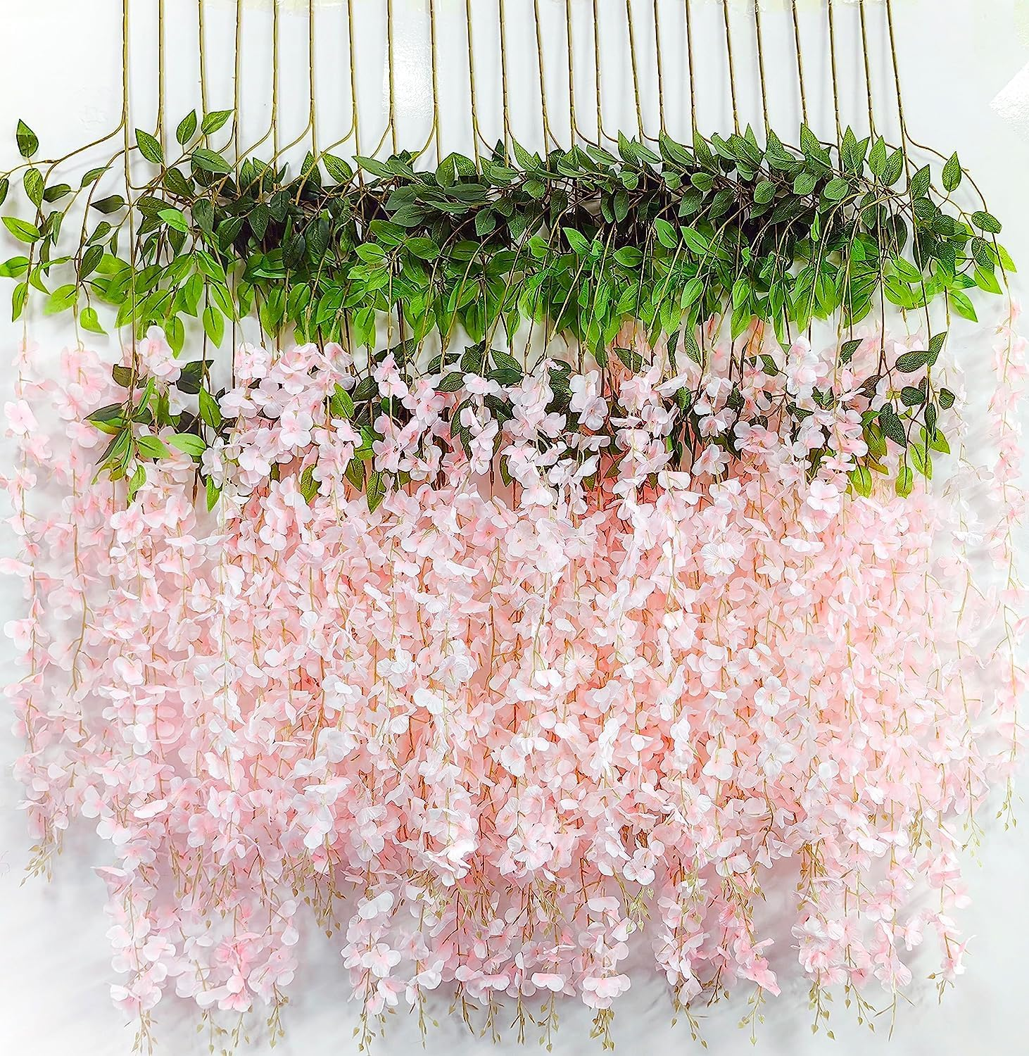 12Pcs Artificial Wisteria Flowers Purple 3.6 Feet/Piece Dense Artificial Wisteria Vine Ratta Hanging Garland Silk Flowers String Home Party Wedding Decor