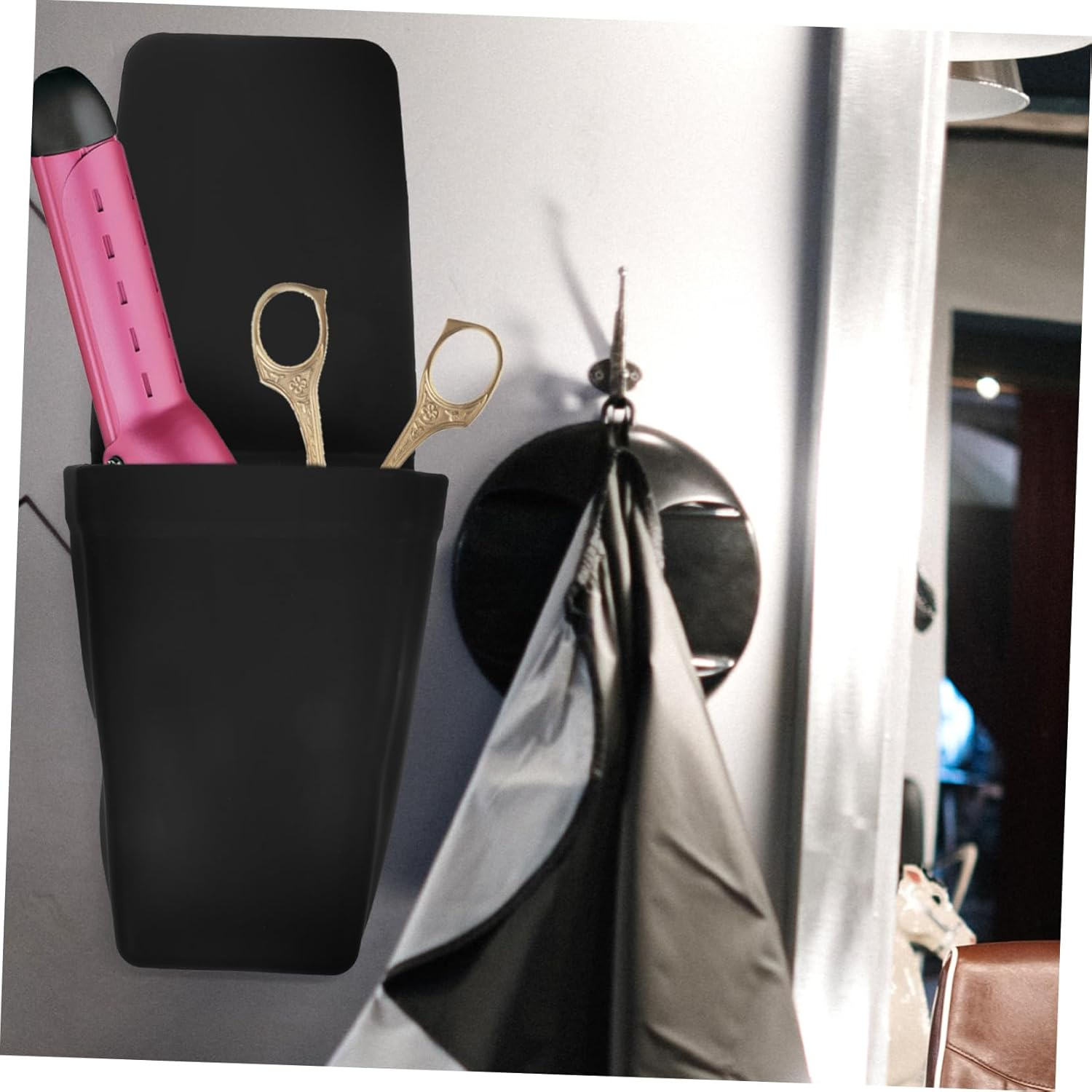 TOVINANNA Curling Iron Holder for Hair Straightener Insulated Silicone Storage Bag Suction Cup image number 1