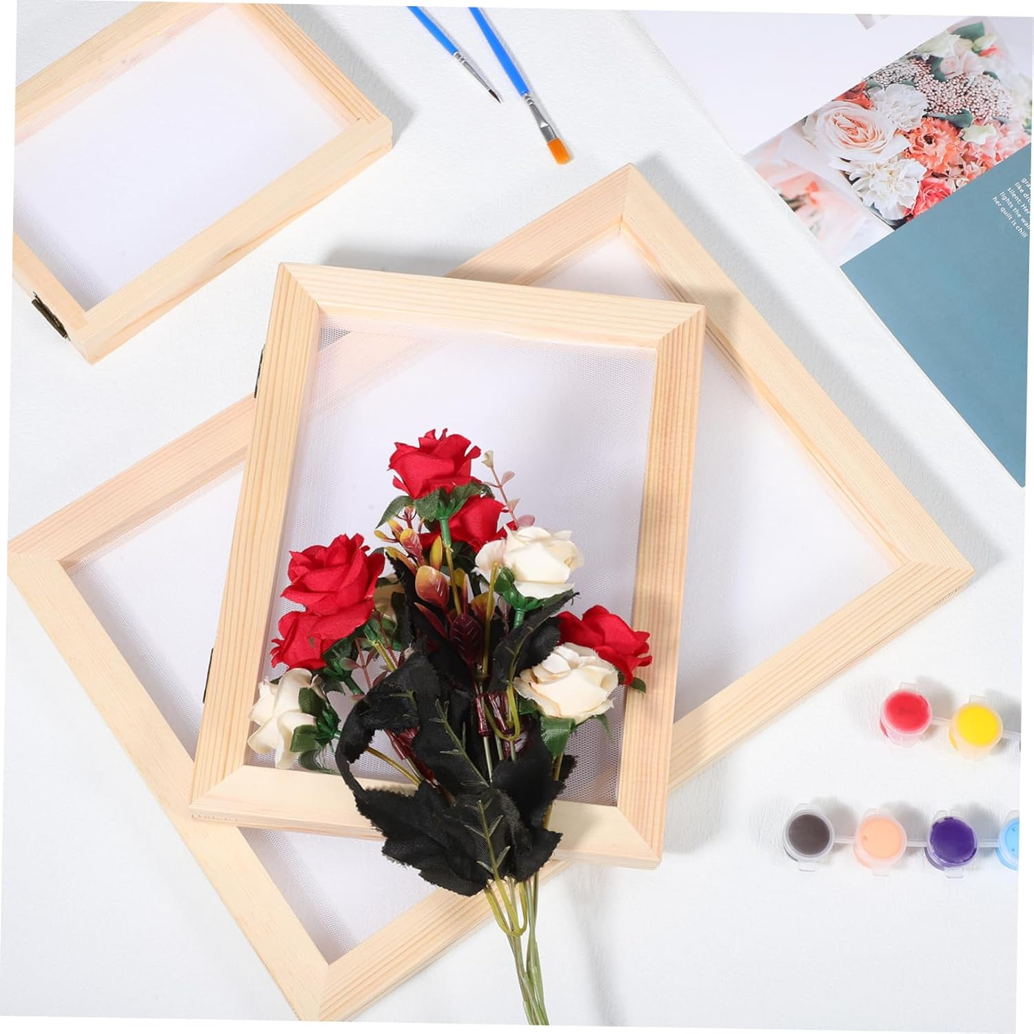 CORHAD 1Set Paper Making Kit Paper Making Screen Deckle Mold with Mesh and Absorbent for Handmade Crafting and DIY Projects image number 4