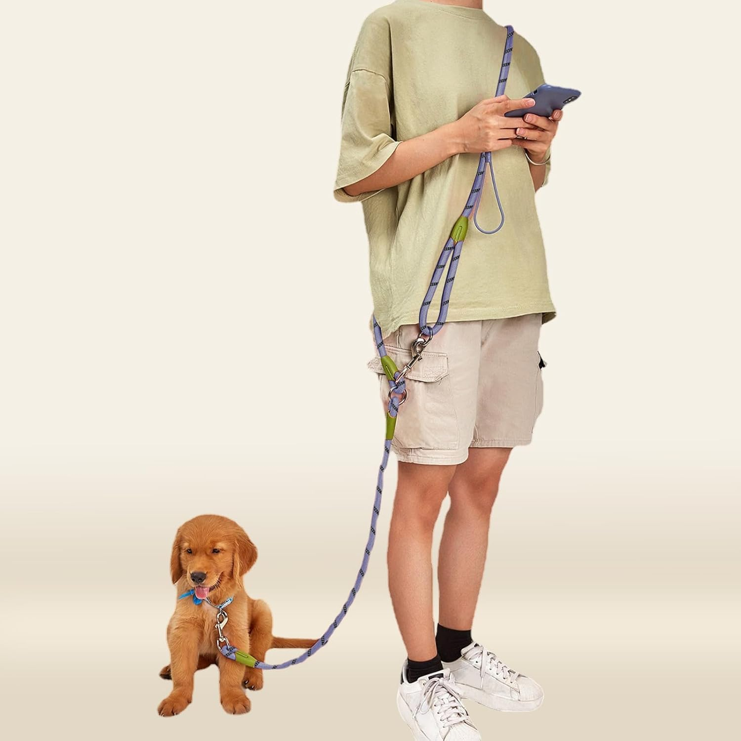 Double Ended Dog Lead Training Dog Lead 2.8M Hands Free Dog Lead Training Leads for Medium Large Dogs Multi-Functional Dog Lead Dog Running Lead Fit for Walking Running Camping (Grey) image number 1