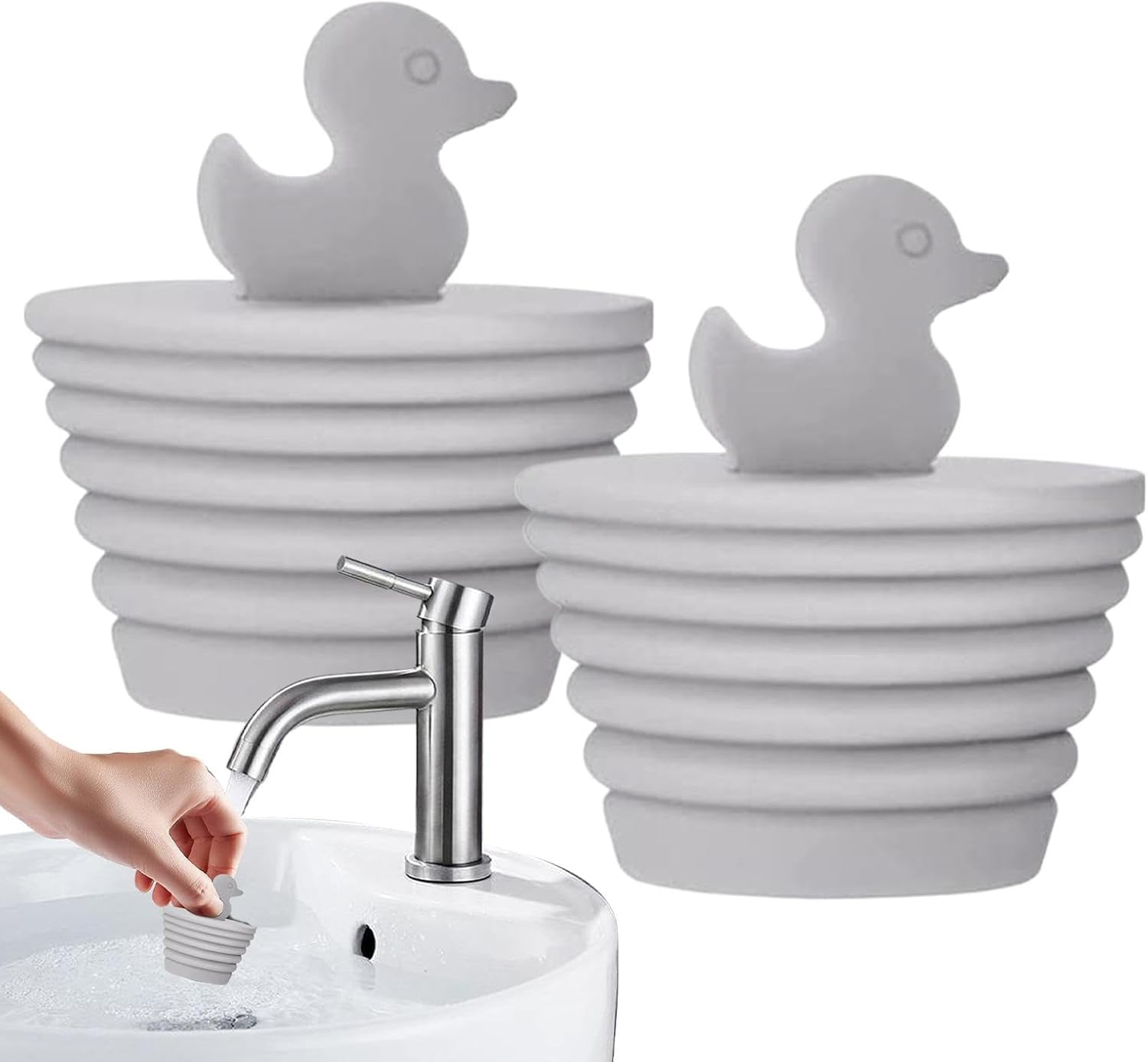 Kitchen Drain Stopper | 2X Bathtub Silicone Drain Plug Duck-Shaped | Shower Drain Plug Bath Draining Stopper for Bathtubs, Bathrooms, Kitchens, Sinks