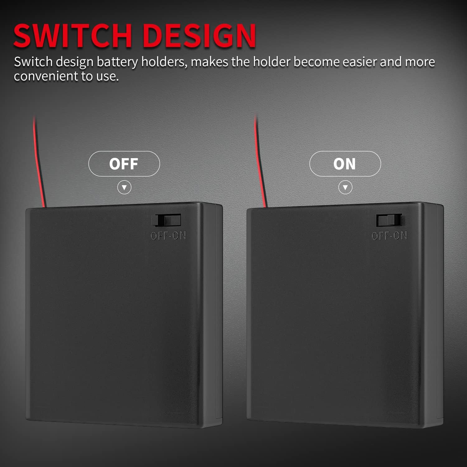 DAIERTEK AA Battery Holder Pack Single 1-4 AA Battery Holder with Switch Leads Cover Battery Box Case -Total 8Pcs