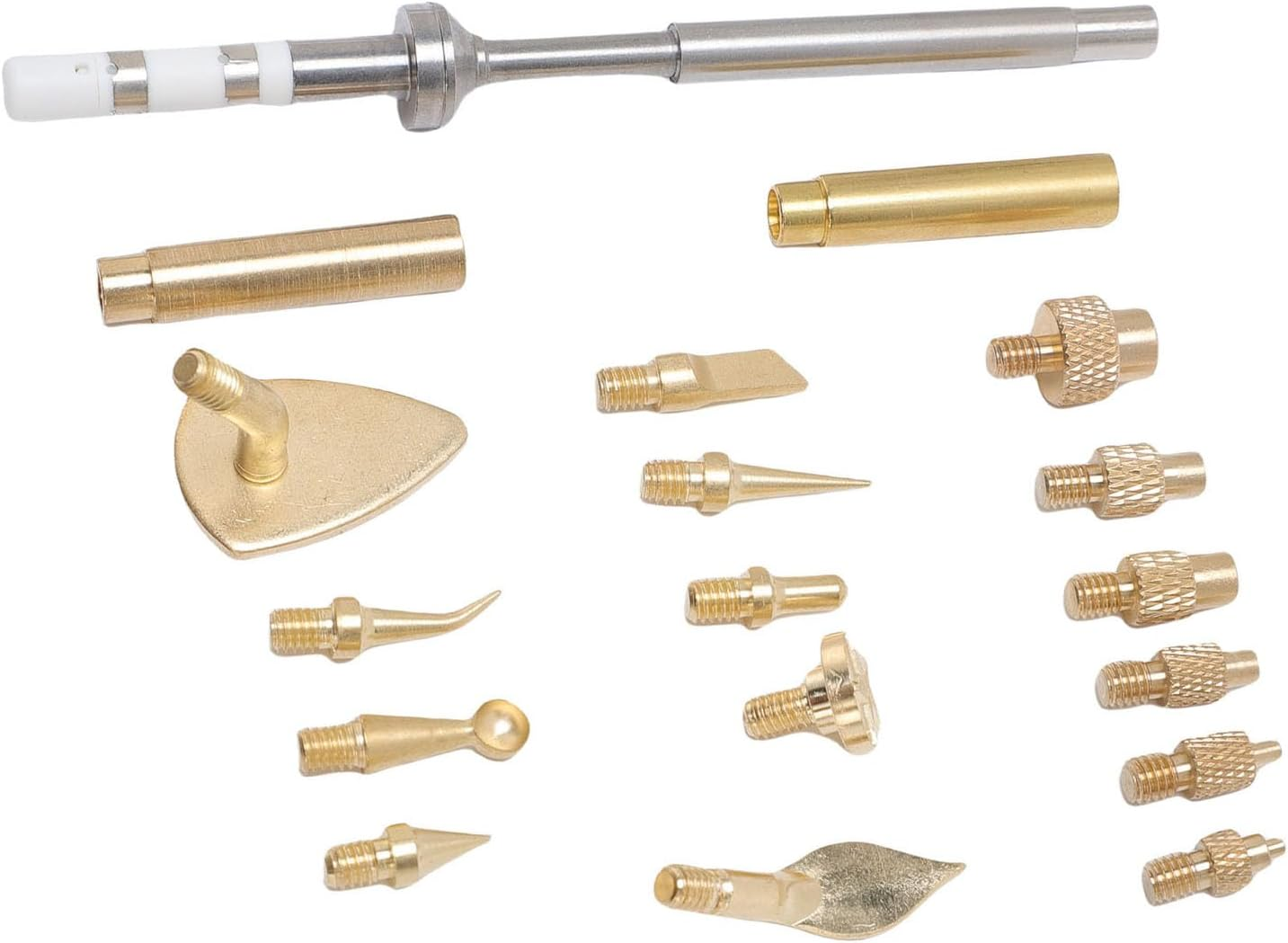 Heat Set Insert Tool, 18Pcs Brass Heat Insert Nut Iron Tip 3D Printing Modify Finishing Tool Set with Brass Trimming Head, Heat Press Machine Accessories