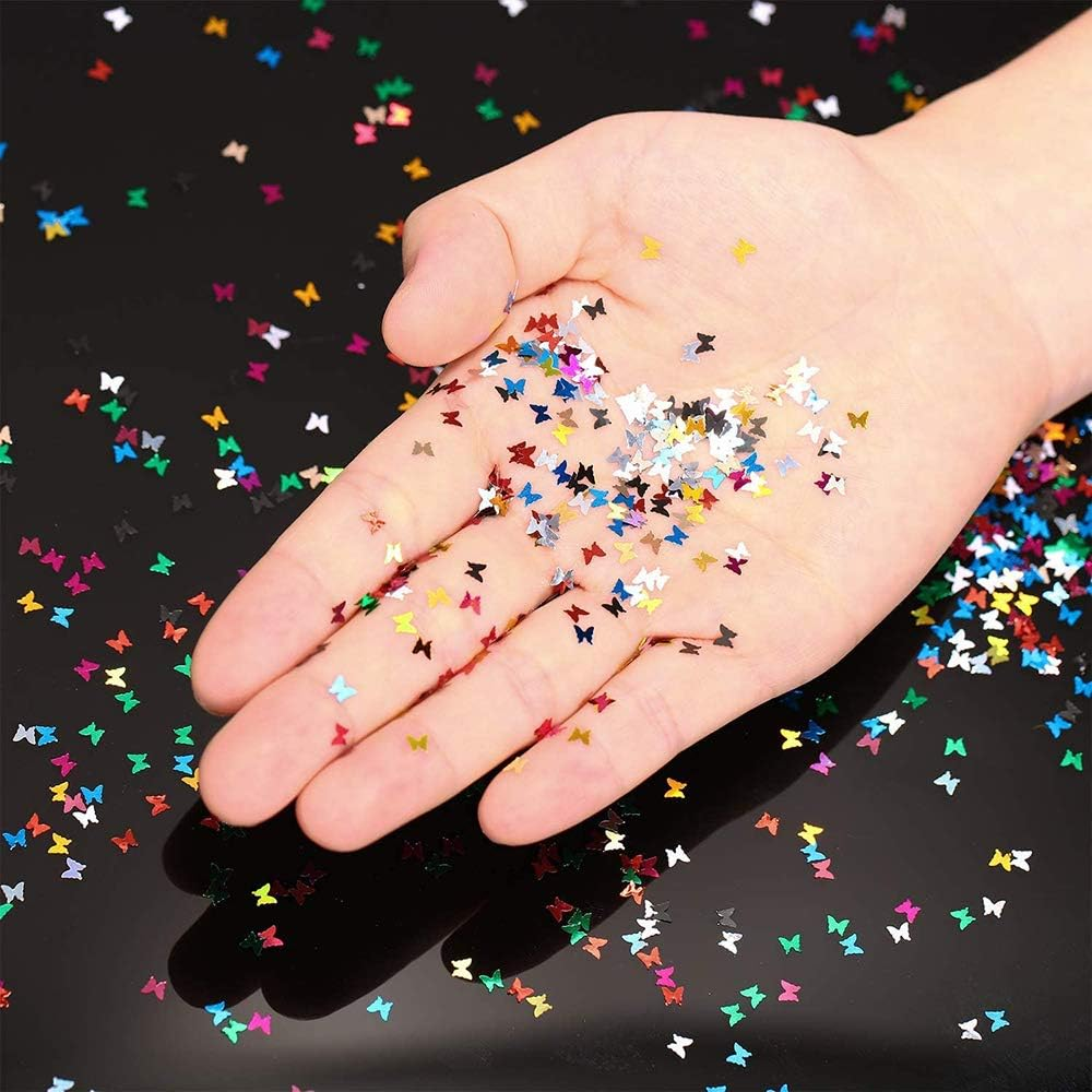 2 Boxes of 24 Color 3D Butterfly Nail Glitter Sequins Set Holographic Nail Glitters for Nail Art Decoration image number 1