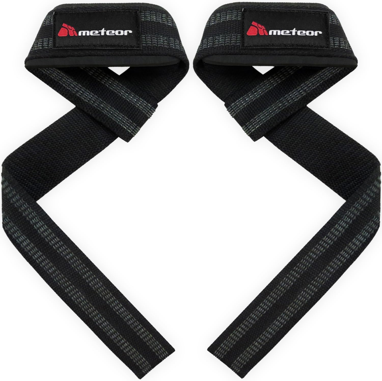 METEOR Pro Weightlifting Straps with Silicone Weave for Maximum Grip (Pair), 60Cm Heavy-Duty Padded Lifting Straps for Powerlifting, Deadlifts, and Heavy Workouts