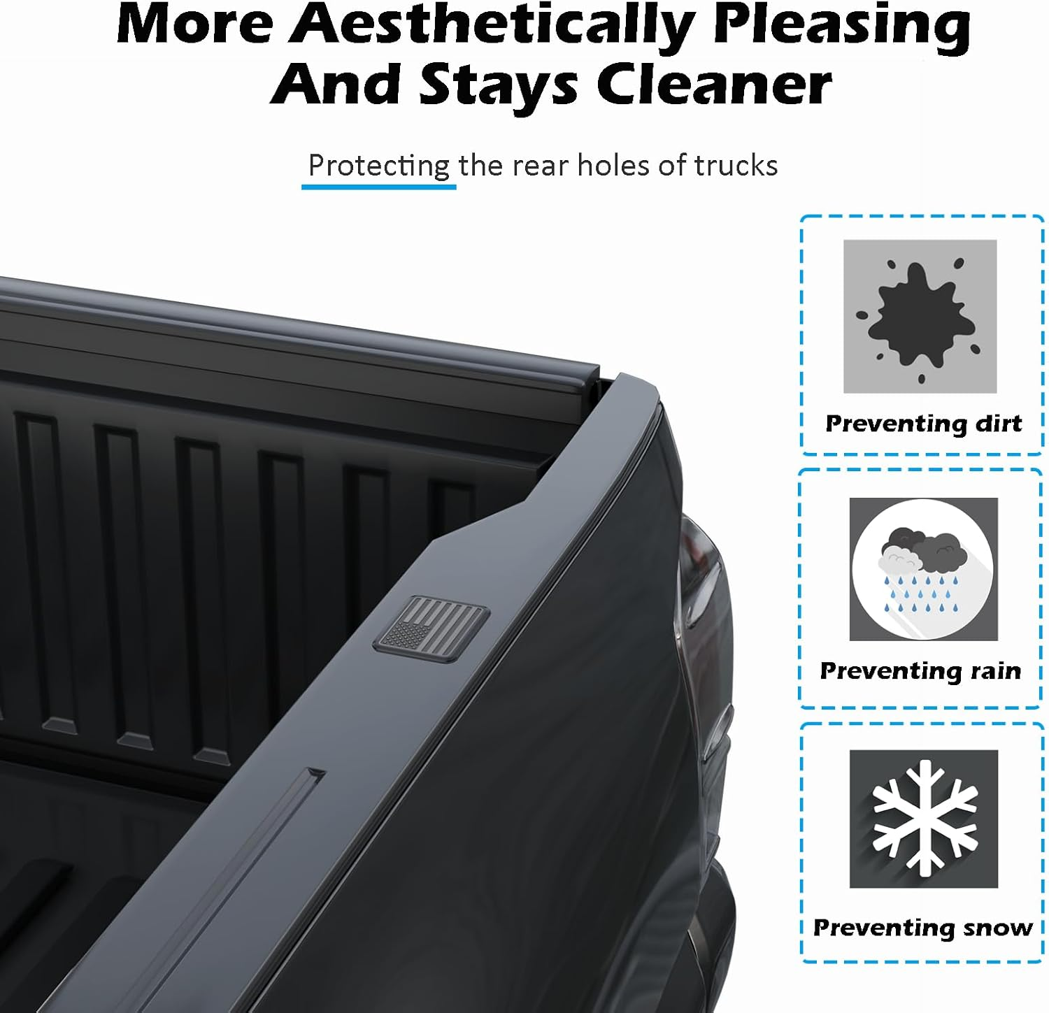 Ram 1500 American Flag Stake Pocket Covers, Rear Truck Bed Rail Stake Pocket Cover Compatible with Dodge 2019 2020 2021 2022 2023 2024 2025 Ram 1500 2500 Accessories(Set of 2,Black) image number 6