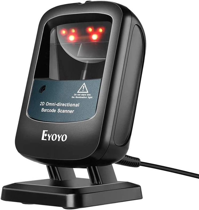 Eyoyo 2D Hands-Free Barcode Scanner, Omnidirectional USB Wired Desktop Barcode Reader 1D 2D PDF417 Data Matrix Bar Code Reader with Automatically Scanning for Retail Store Supermarket Mall Business image number 3
