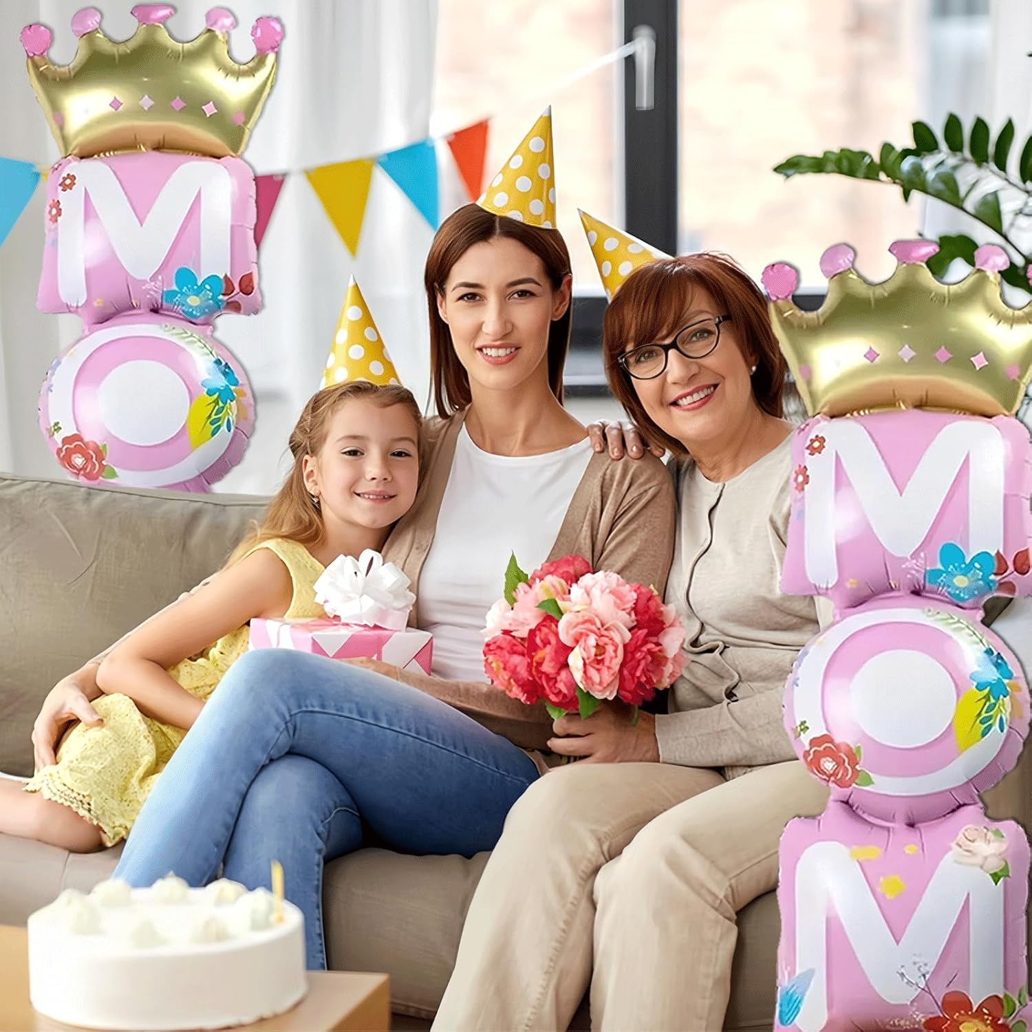 Mother Day Balloon, Mom Standing Aluminum Balloon Happy Mother Day Foil Balloons, Pink Great Mom'S Day Birthday Party Decoration Balloons (1. Mom) image number 2