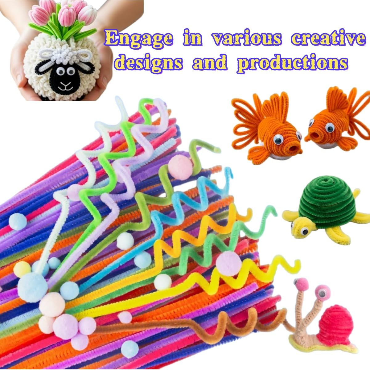600 Pieces Pipe Cleaners Assorted Colored Chenille Stems for Art and Crafts, Pipe Cleaner Crafts for DIY Art and Craft Projects Creative Gift Party Decorations