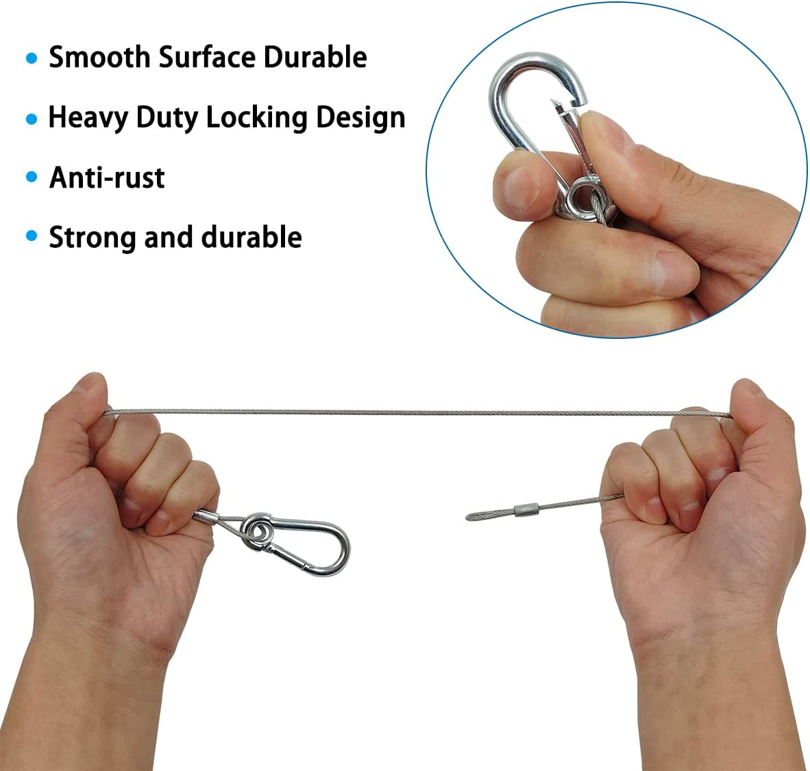 Stage Lighting Safety Cables,Yucool 6Pcs 20Inch/50Cm Stainless Steel Stage Light Safety Cables Stainless Steel Safety Rope for DJ Stage Lighting Par Light Moving Head Light image number 4