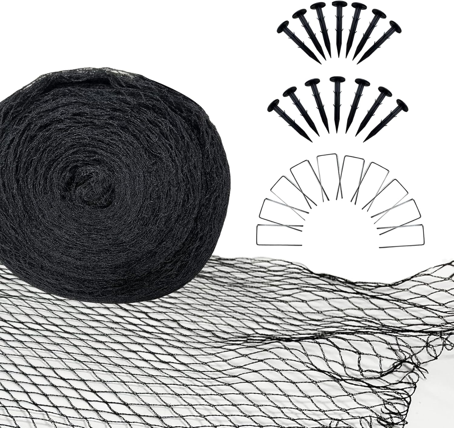 Tianzhi Black Pond Cover, 4.5X4.5M Heavy-Duty Woven Net, Protects Koi, Fruits & Vegetables, Includes 14 Plastic Anchors & 10 U-Shaped Nails